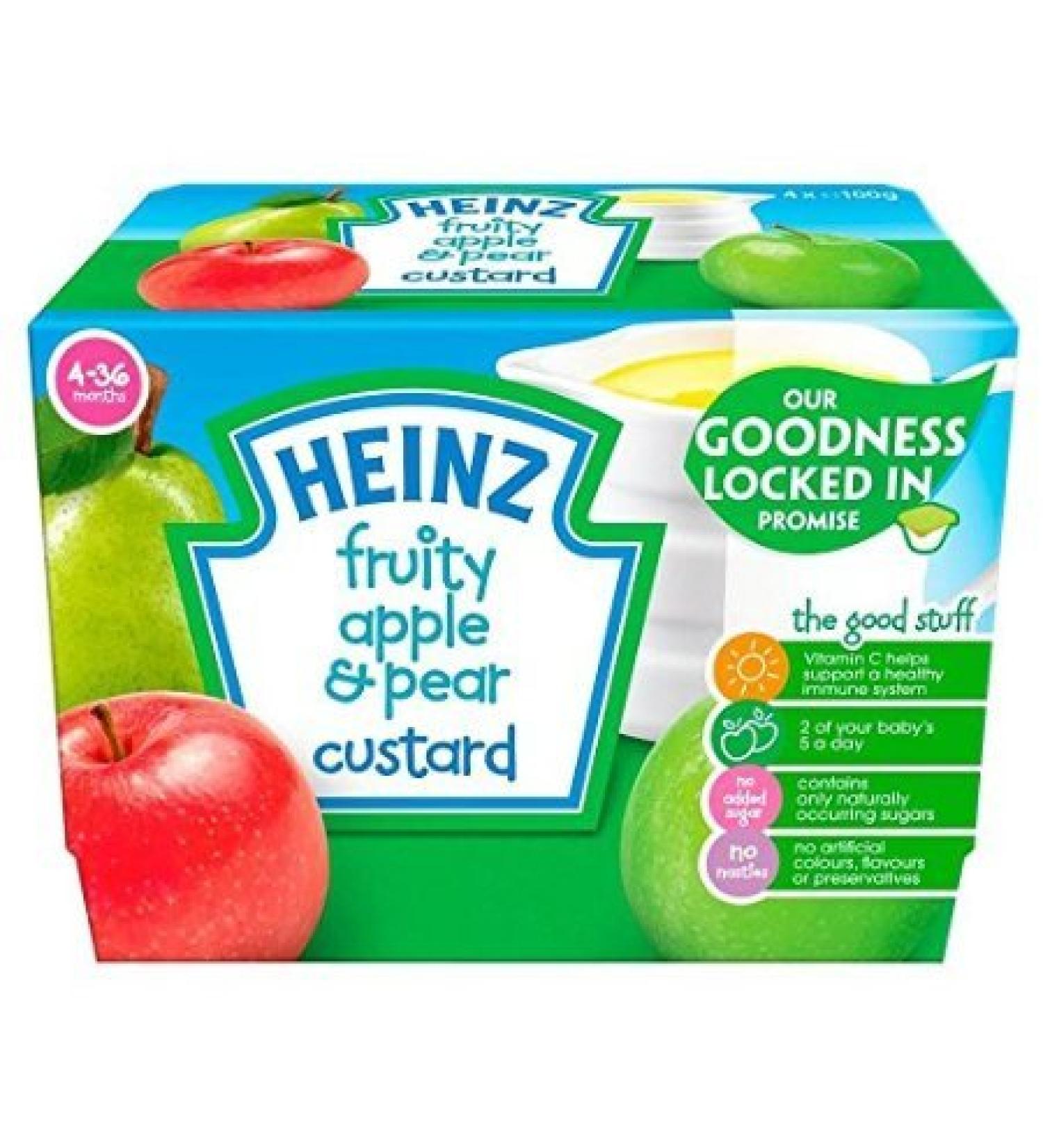 Heinz Fruity Custard Pear & Apple 4mth+ (4x100g)