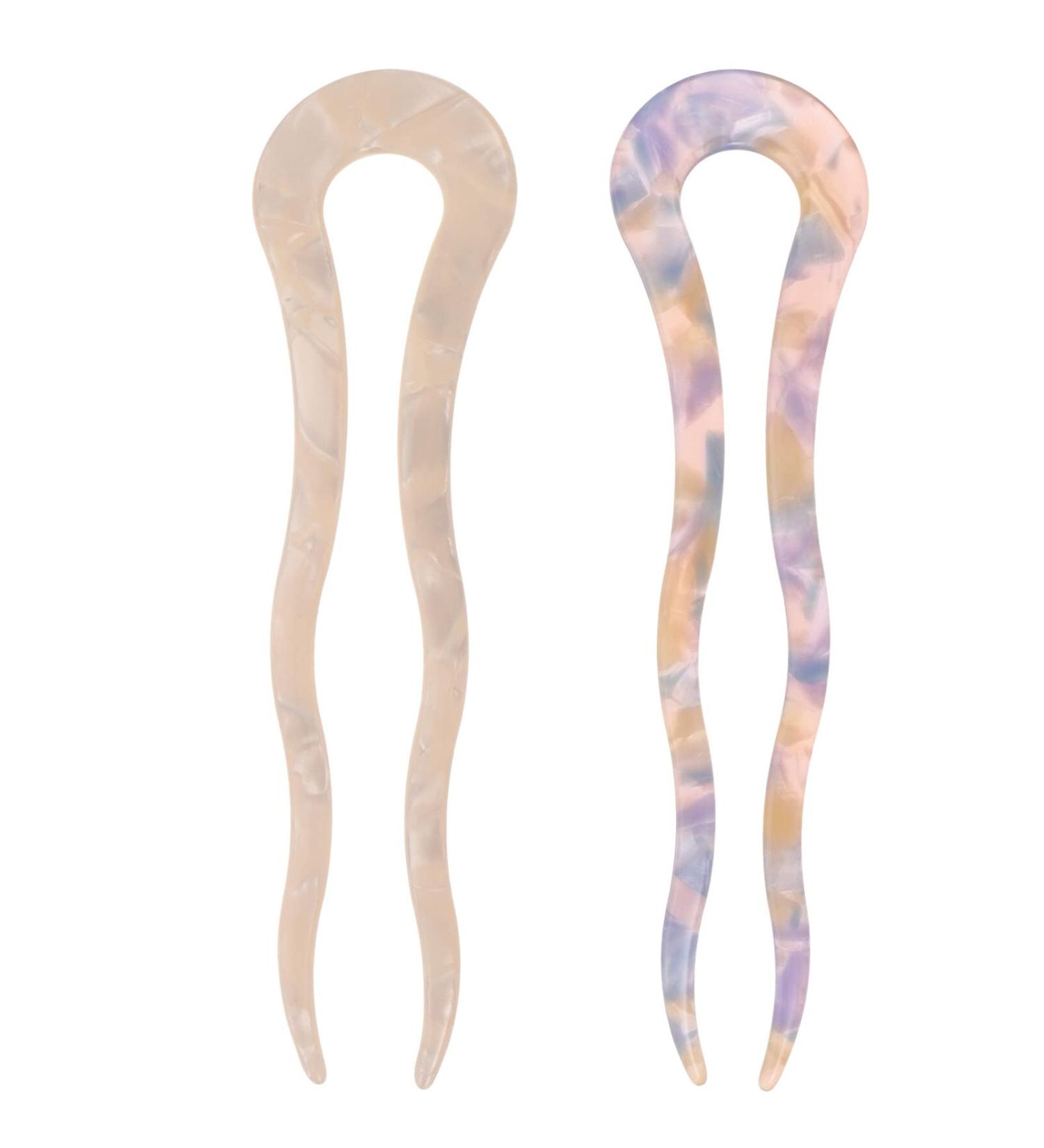 LALAFINA French Hair Pin Set - Small Hair Barrettes for Women, 2pcs Fine Cellulose Acetate Clips - Hair Accessories for Thin Hair - 11.5x3CM, As Shown - Buy Online on GoSupps.com