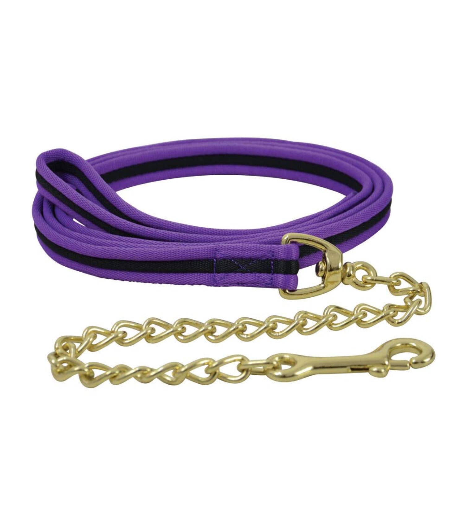 Hy Soft Webbing Lead Rein with Chain - Purple/Black - 2m - Buy Online on GoSupps.com
