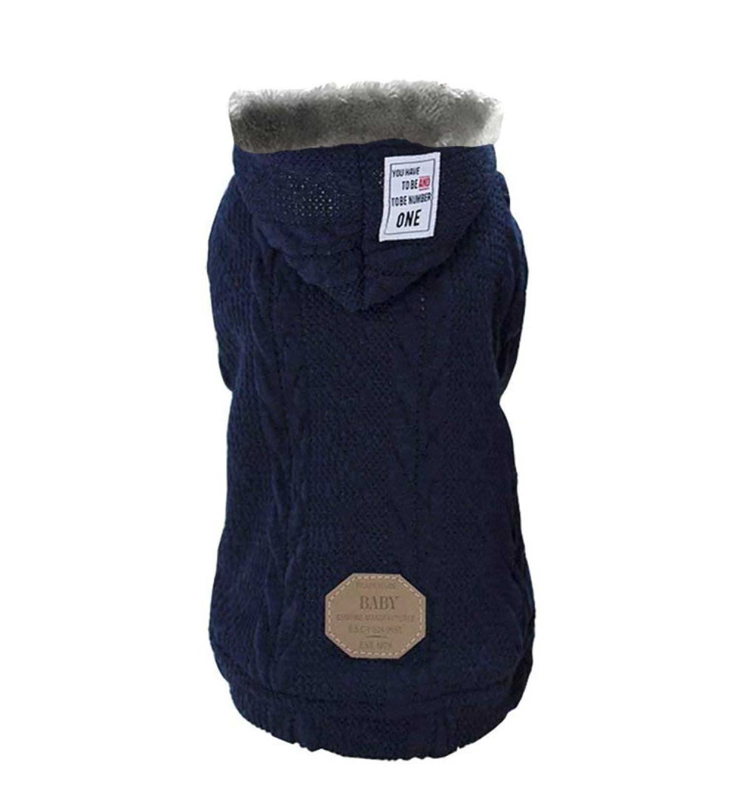 Cozy Blue Dog Sweater with Hood | RDC Pet Clothing | Warm Wool Turtleneck Fleece Coat for Small & Medium Dogs and Cats - Buy Online on GoSupps.com