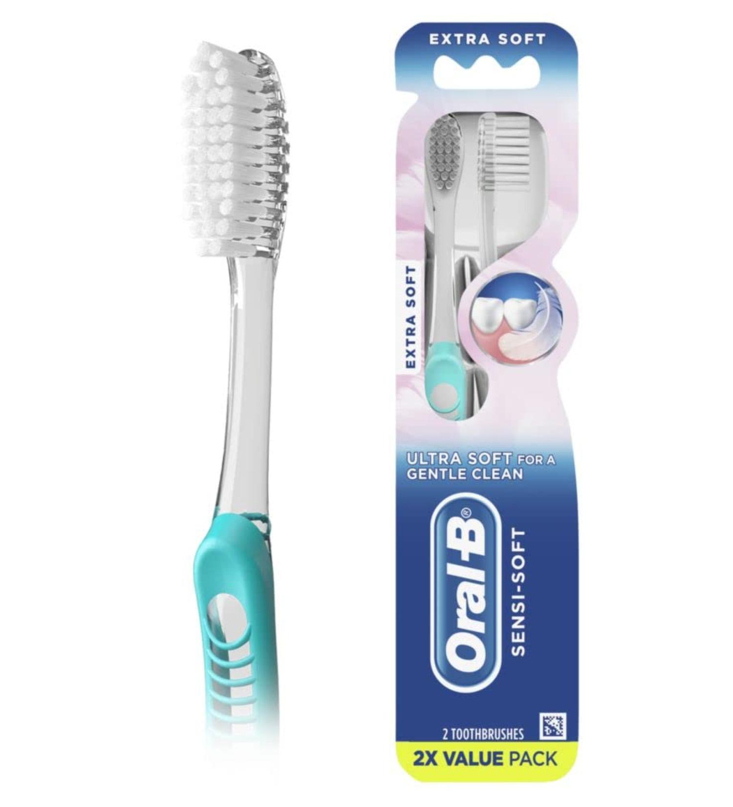 Oral-B Sensi-Soft Ultra Soft Toothbrushes, 2 Count Pack - Gentle Cleaning for Sensitive Teeth - Buy Online on GoSupps.com