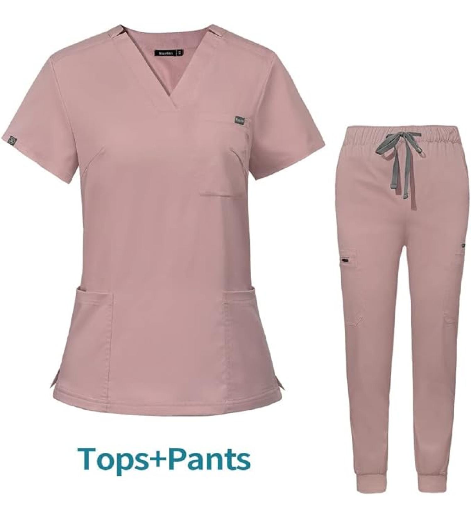 Viaoli Women's Scrubs Set - Pink  X-Small - Modern Clinical Workwear with 10 Pockets - Buy Online on GoSupps.com