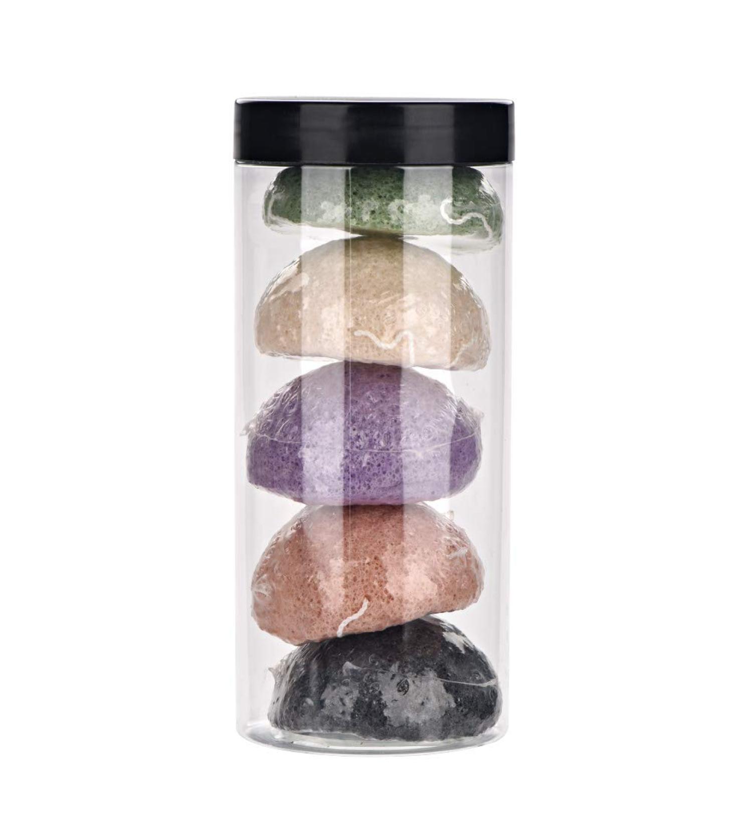 Natudeco 5 Colors Konjac Sponge Set Facial Sponge Set Round Konjac Wash Face Flutter Natural Facial Care Cleansing Gently Facial Puff - Buy Online on GoSupps.com