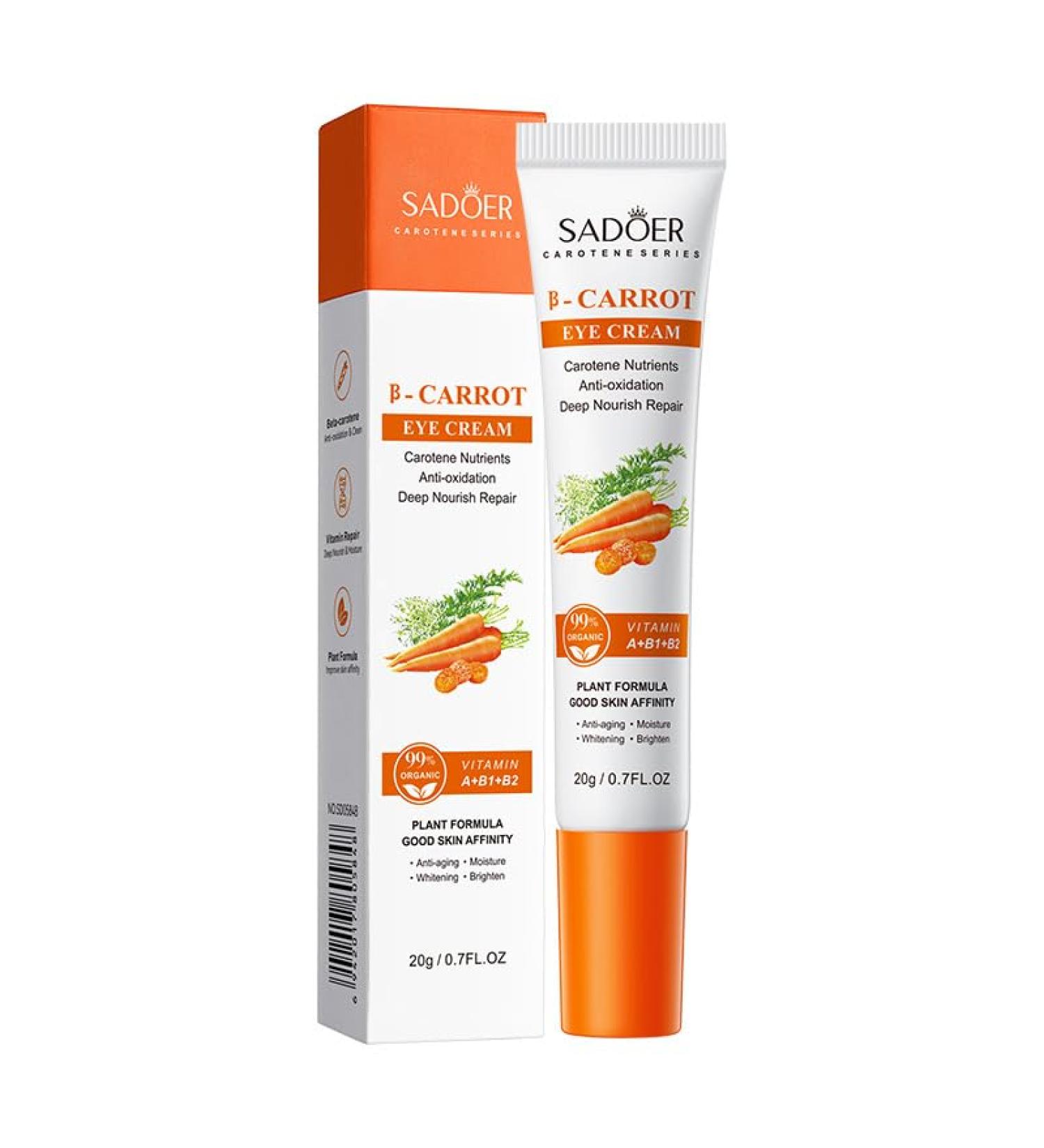 Carrot Eye Cream - Anti Dark Circles Reduces Bags & Moisturizes Dry Skin | Firming Eye Care - Buy Online on GoSupps.com