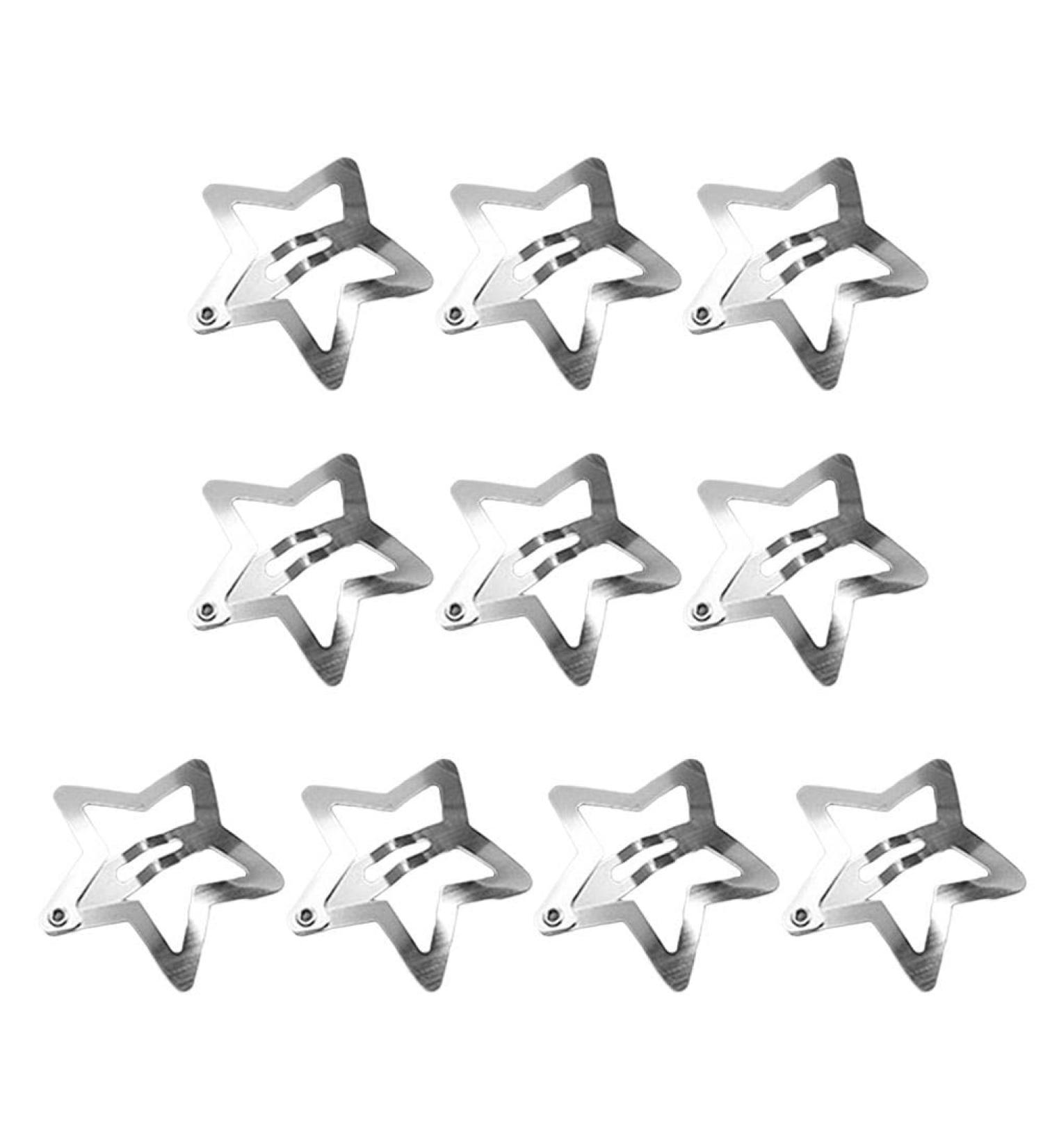 20PCS Silver Star Snap Hair Clips - Exquisite Hollow Mini Barrettes for Women & Girls - Buy Online on GoSupps.com