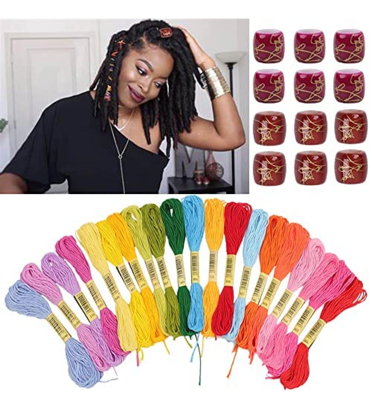 32PCS Hair Accessory Set - 12 Acrylic Hair Cuffs + 20 Colorful Hair Strings in Multicolor - Buy Online on GoSupps.com