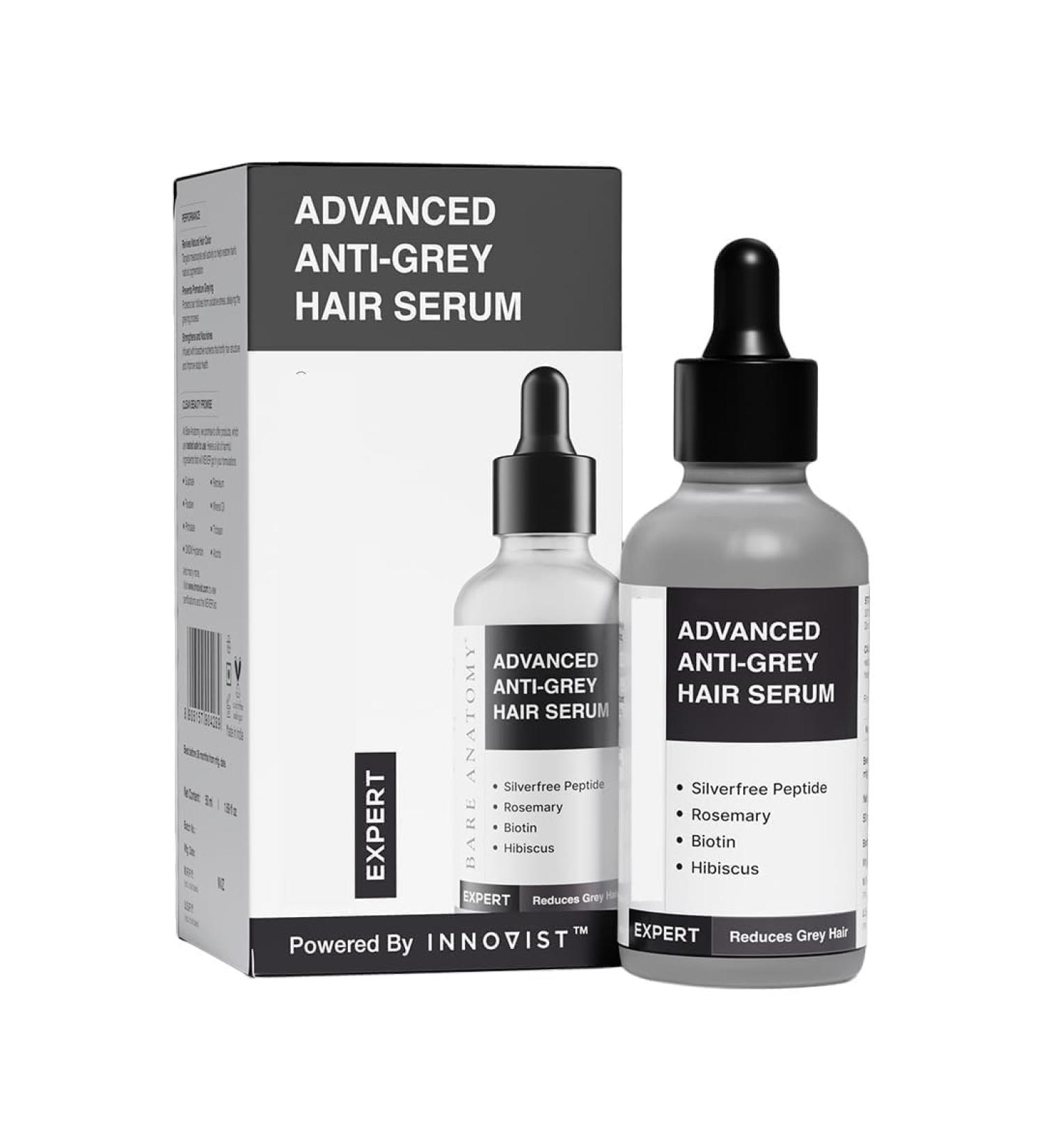 Advanced Anti-Grey Serum Reduce Hair Greying Silverfree Peptide + Biotin + Rosemary Fast Absorbing Odorless Non-Sticky | Clinically Proven Formula for Men & Women- 50ml - Buy Online on GoSupps.com