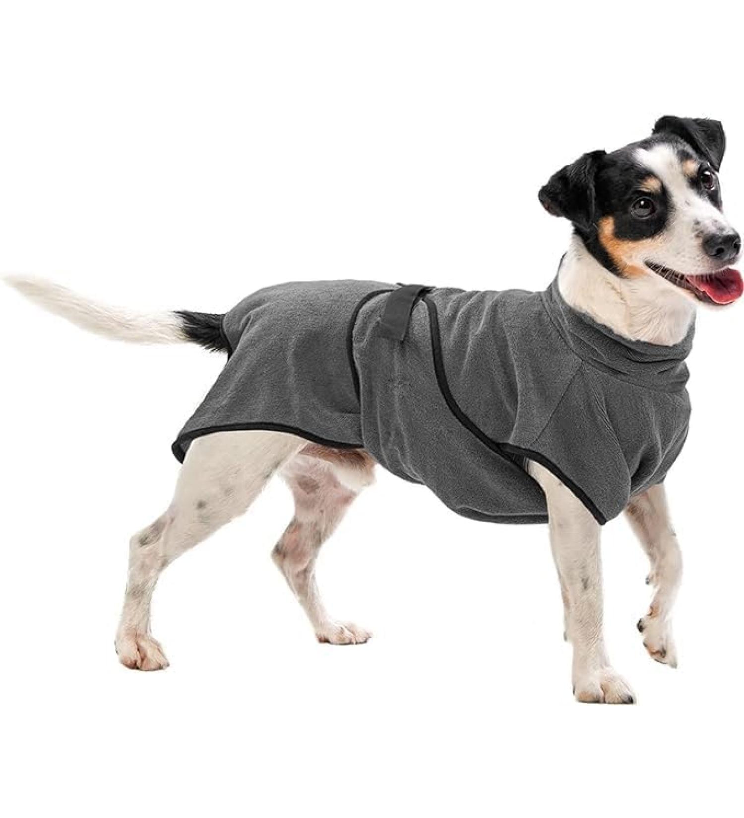 Royal Dry Bathrobe for Dogs | Microfiber Dog Bathrobe - Size S (Back Length 37-45 cm) - Grey | International Shipping Available - Buy Online on GoSupps.com
