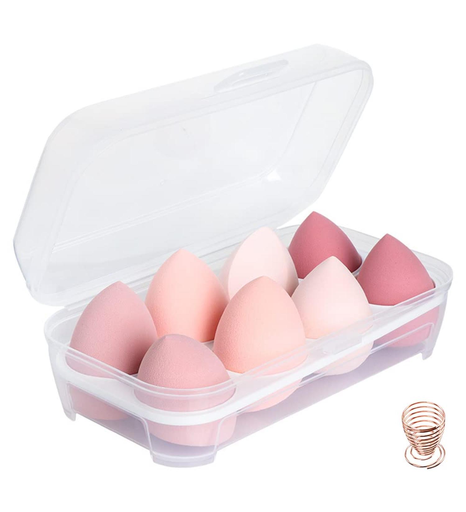 Qlarnaweer Beauty Blender Sponges 8 Pcs Makeup Sponges Blender Set with Egg Case and 1 Sponge Holder Pink Pink 9 Piece - Buy Online on GoSupps.com