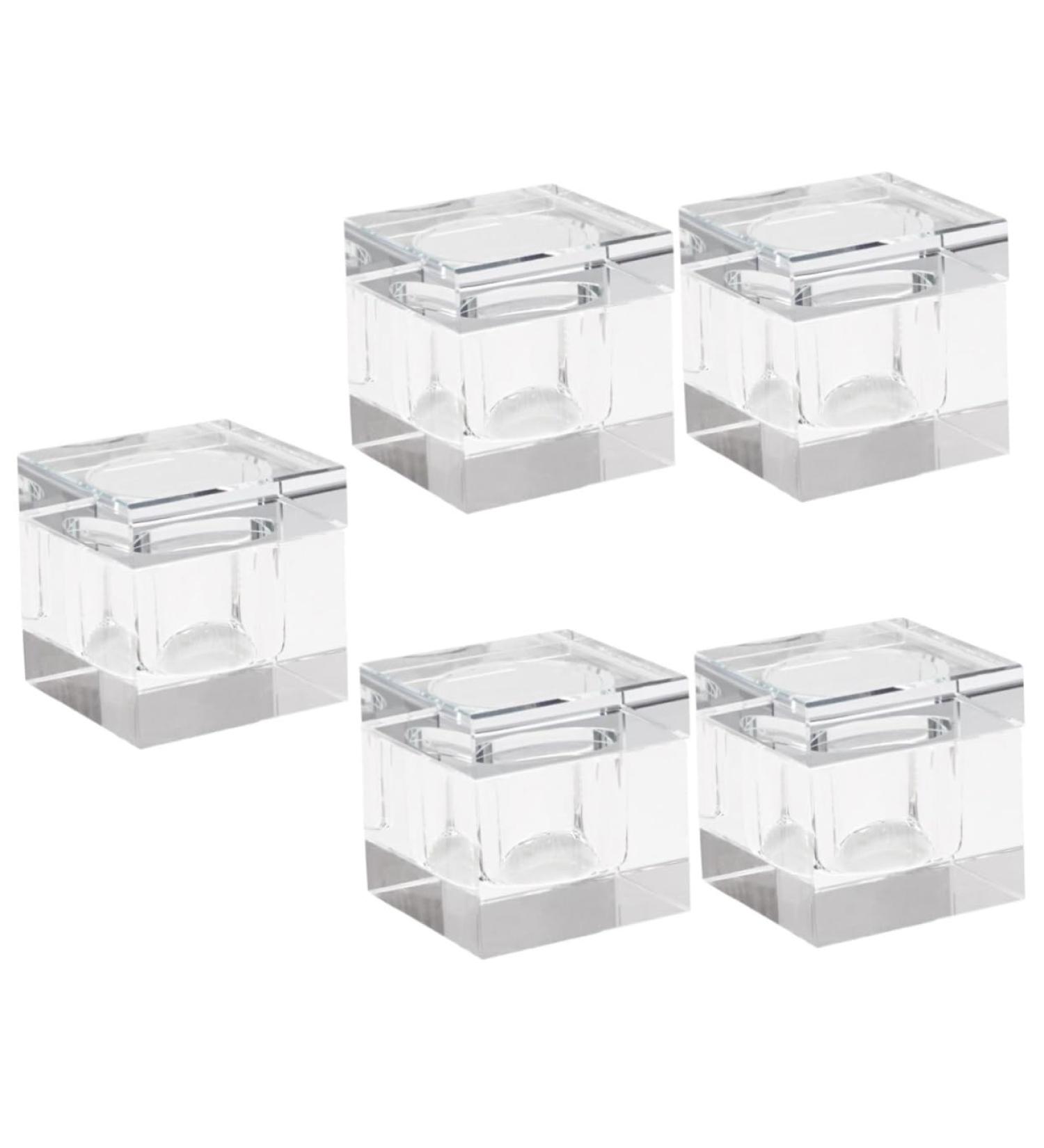 POPETPOP 5pcs nail art crystal cup liquid powder dappen dish nail art glass cup nail art liquid nail brush holder tools crystal nail art dish monomero manicure soaking bowl crystal glass 5.5x5.5cmx5pcs Transparentx5pcs - Buy Online on GoSupps.com