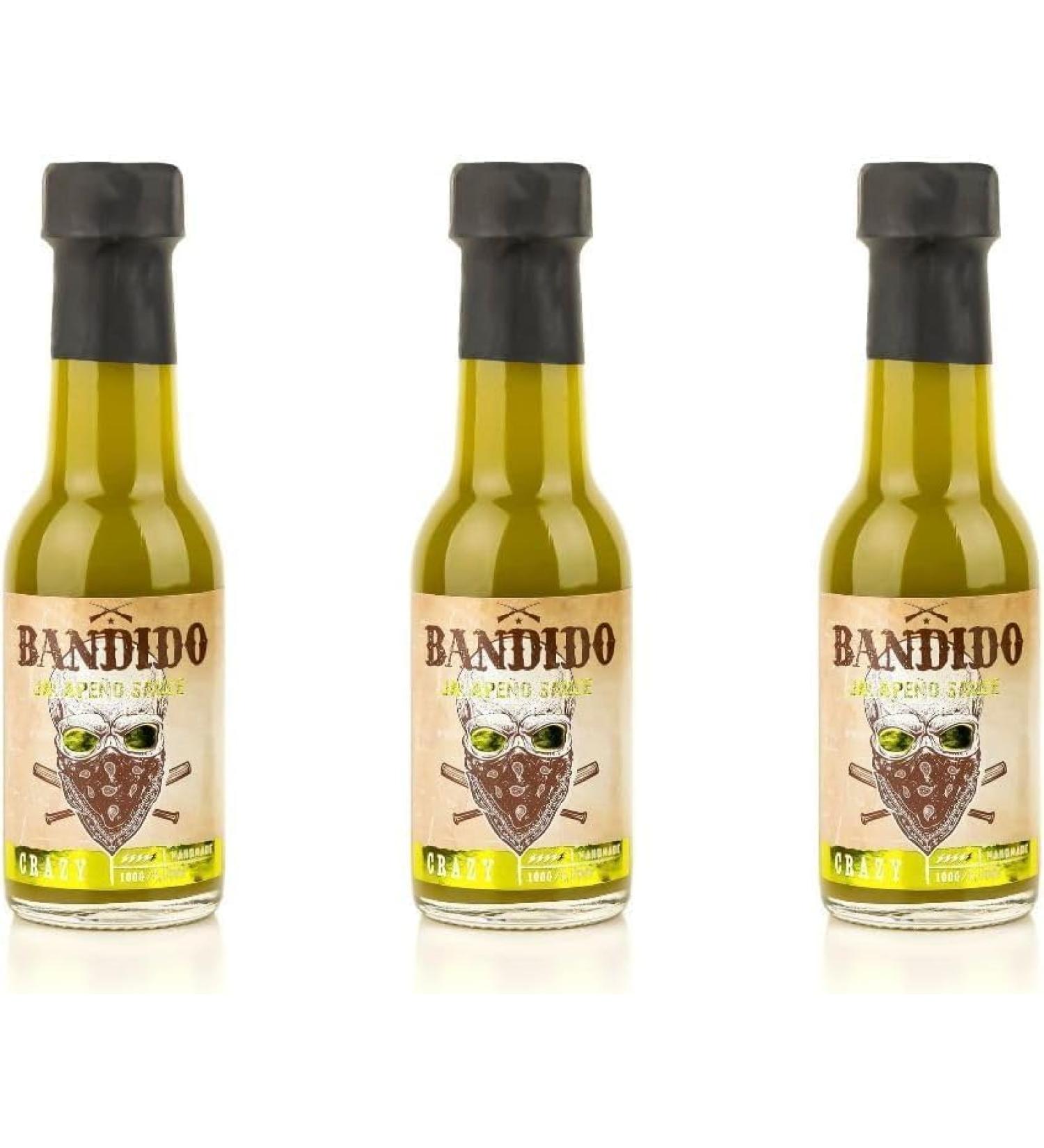Fifth of Jugais Bandido Jalape o Hot Sauce Set of 3 bottles of 100 ml Mexican style sauce Based on Jalape o pepper green pepper and herbs Gourmet product of Portuguese origin - Buy Online on GoSupps.com