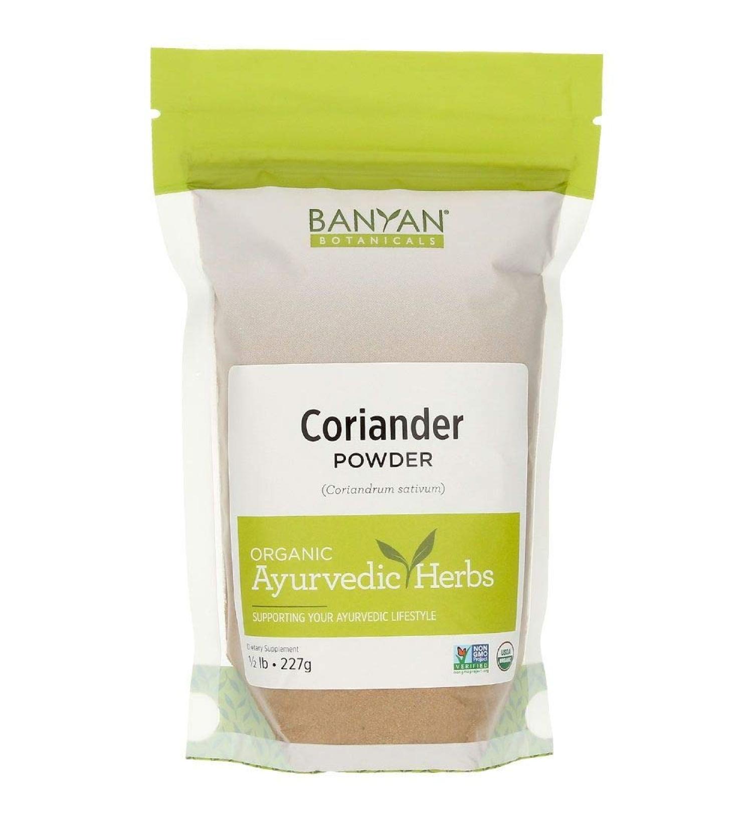 Banyan Botanicals Organic Coriander Powder 8oz - Promotes Healthy Digestion - Cooling Spice - 1/2 lb Pack - Buy Online on GoSupps.com