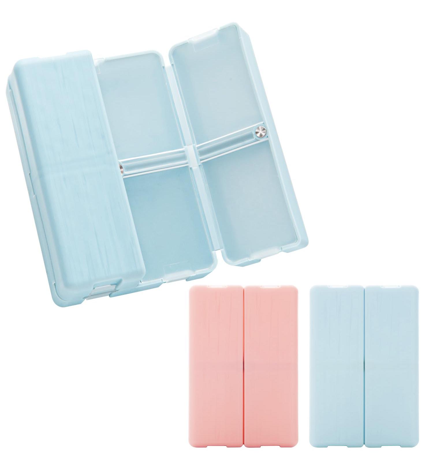 Small Daily Pill Organizer 2 Pack - 7 Compartment Magnetic Travel Pill Box for Vitamins Supplements & Fish Oil - Dustproof Portable Perfect for Purse (Blue & Pink - Buy Online on GoSupps.com