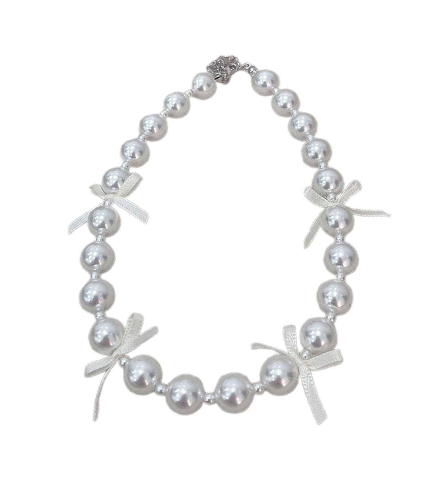 Southjieling Handmade Fashionable Necklace with Loop Trailer & Pearls for Women & Girls - Elegant White Collarbone Chain - Buy Online on GoSupps.com