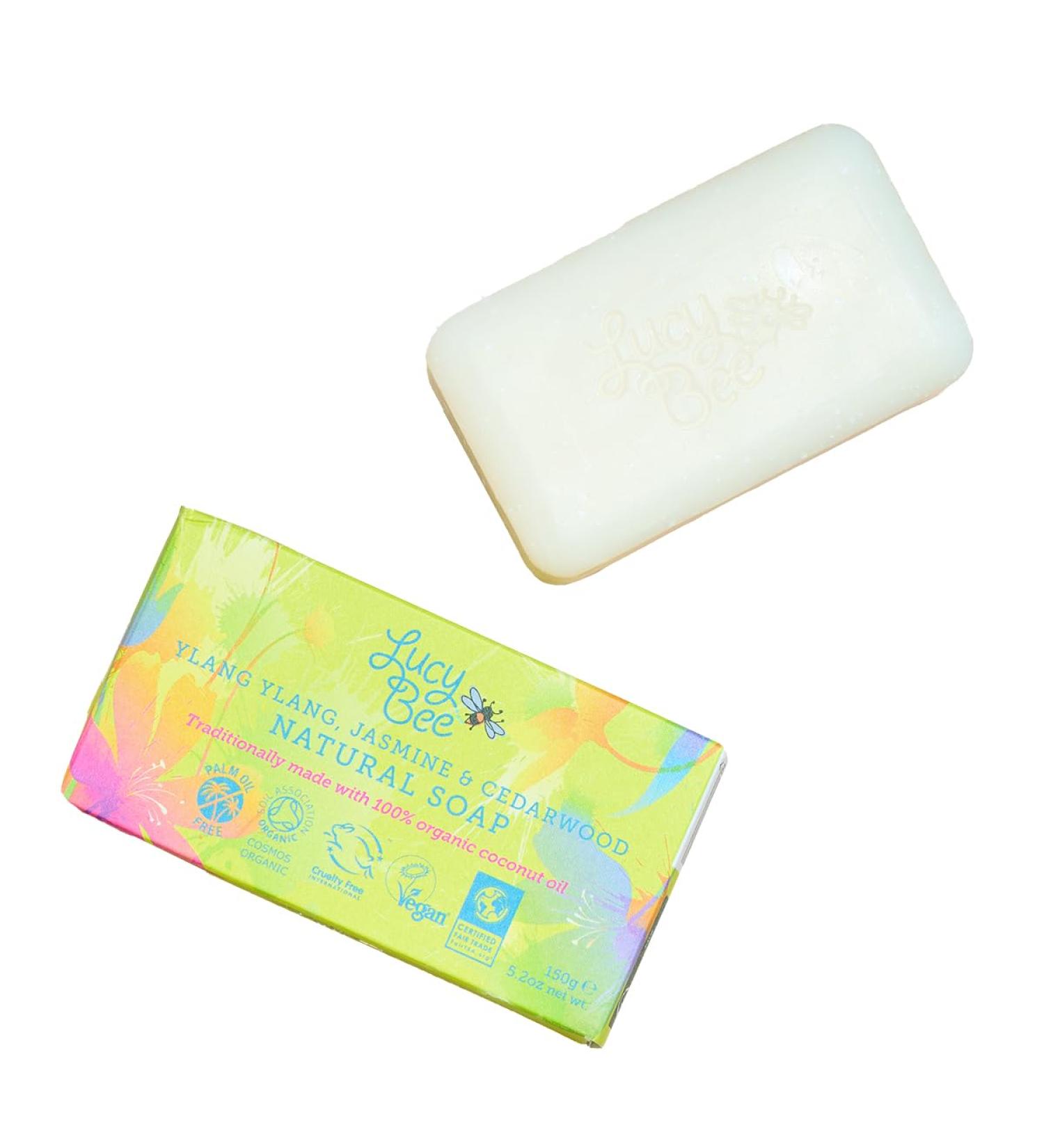 Lucy Bee Natural Soap Bar Palm Oil Free Floral Scented For Hands & Body | Rich Lather | Certified Organic Fair Trade Vegan Cruelty Free | Ethical Best Buy | 150g - Buy Online on GoSupps.com