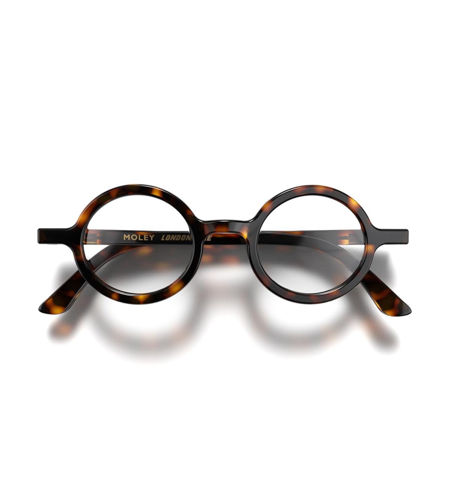 LONDON MOLE Round Reading Glasses - Stylish Men's Women's Unisex Readers, Gloss Brown Tortoiseshell Frame, 1.0x Magnification - Buy Online on GoSupps.com