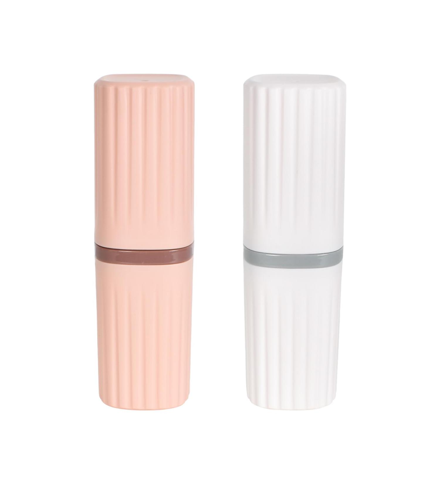 Travel Toothbrush Case Set - Portable Plastic Etui for Camping Hiking & Business Trips (White & Pink) - 2 Pack - Buy Online on GoSupps.com