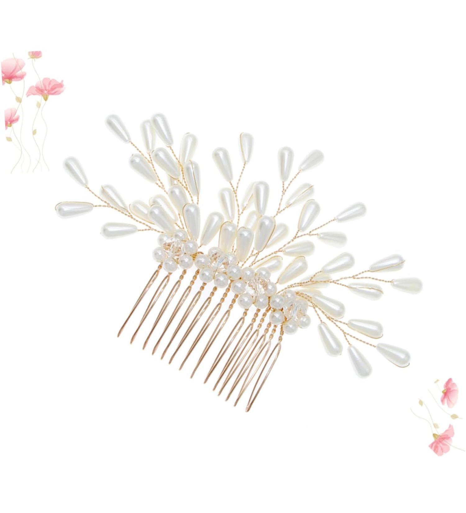 Ipetboom Bridal Headpiece Barrettes for Women Pearls Flower Hair Pearl Hair Comb Hair Combs for Women Hair Claw Clips for Women Bridal Hair Clip Tiara Bridesmaid Wedding Hair Accessories - Buy Online on GoSupps.com