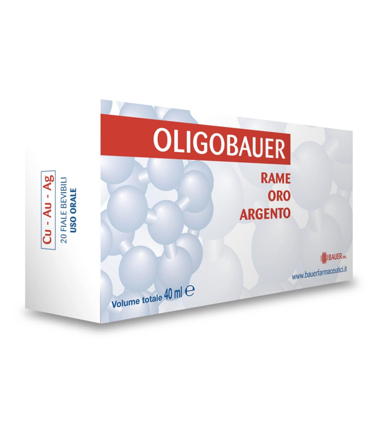 D + GRUPPO DABBENE Bauer Oligobauer Copper Gold and Silver 20 Bulbs of 2 ml Energy with Gold and Silver Copper