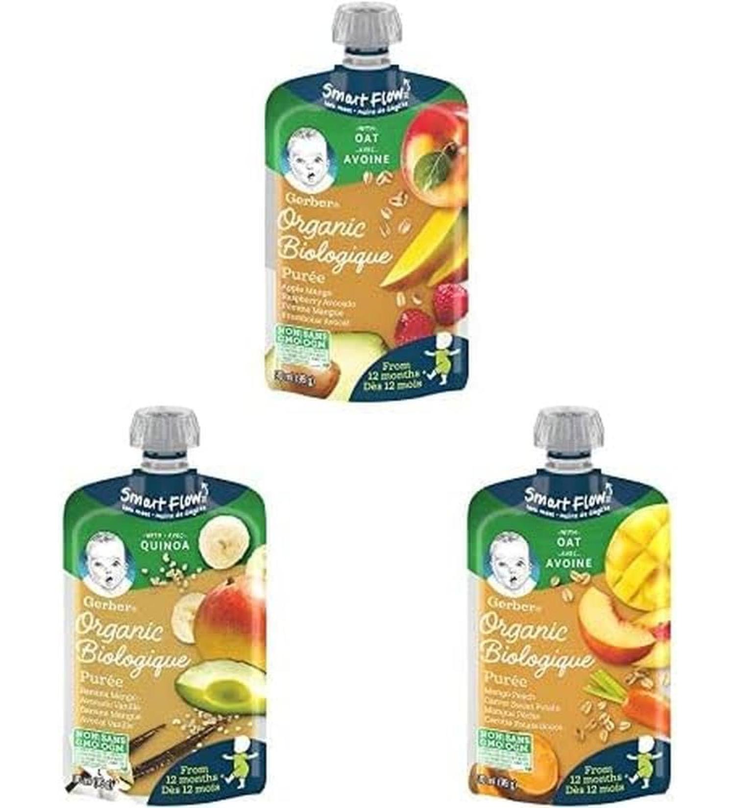 GERBER Organic PUR E Grains Variety Pack Baby Food 12+ Months