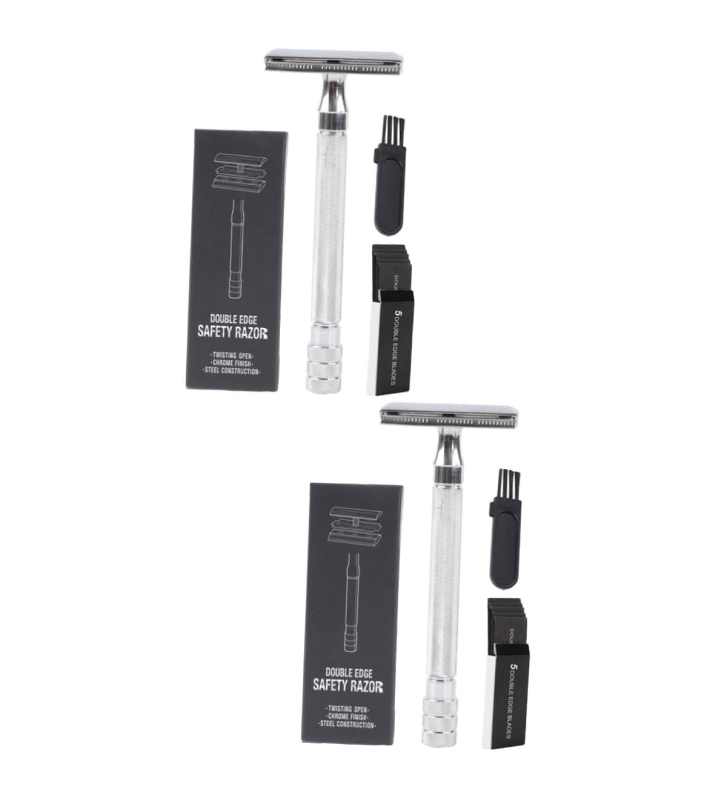 Buy Beavorty Manual Razor & Silicone Travel Bottles | Small Wallet Organizer for Men - Double-Sided Hair Razor Blade - Buy Online on GoSupps.com