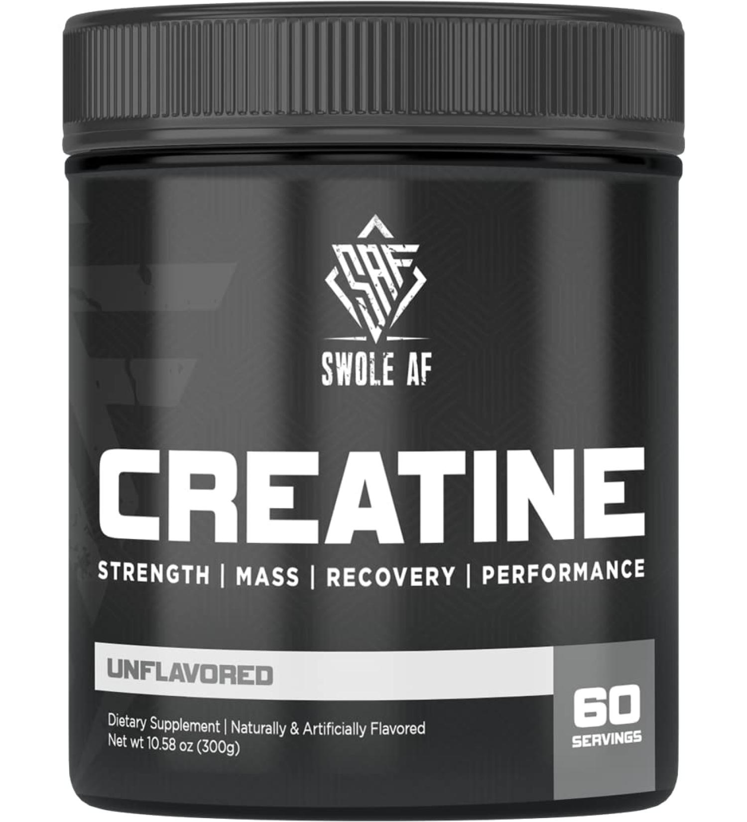 Swole AF Creatine Mono | Pre & Post Workout Supplement for Muscle Gain & Recovery | Boost Strength Power & Performance - Buy Online on GoSupps.com