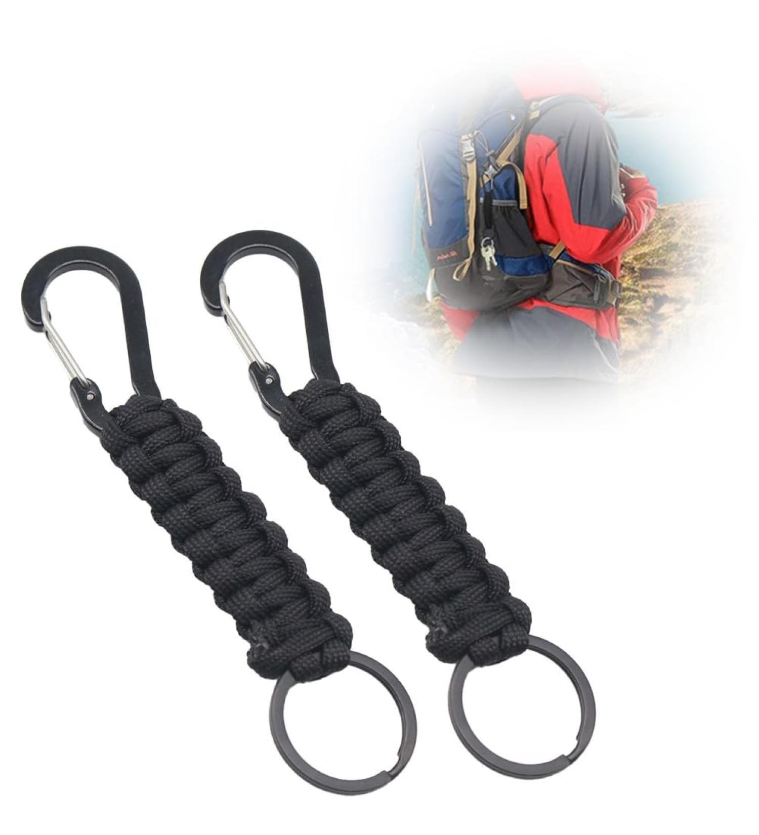 Shop LJFEA Paracord Keychain Set - 2 Pieces with Carabiner Hook | Perfect for Keys Bottles Camping & Outdoor Adventures - Buy Online on GoSupps.com