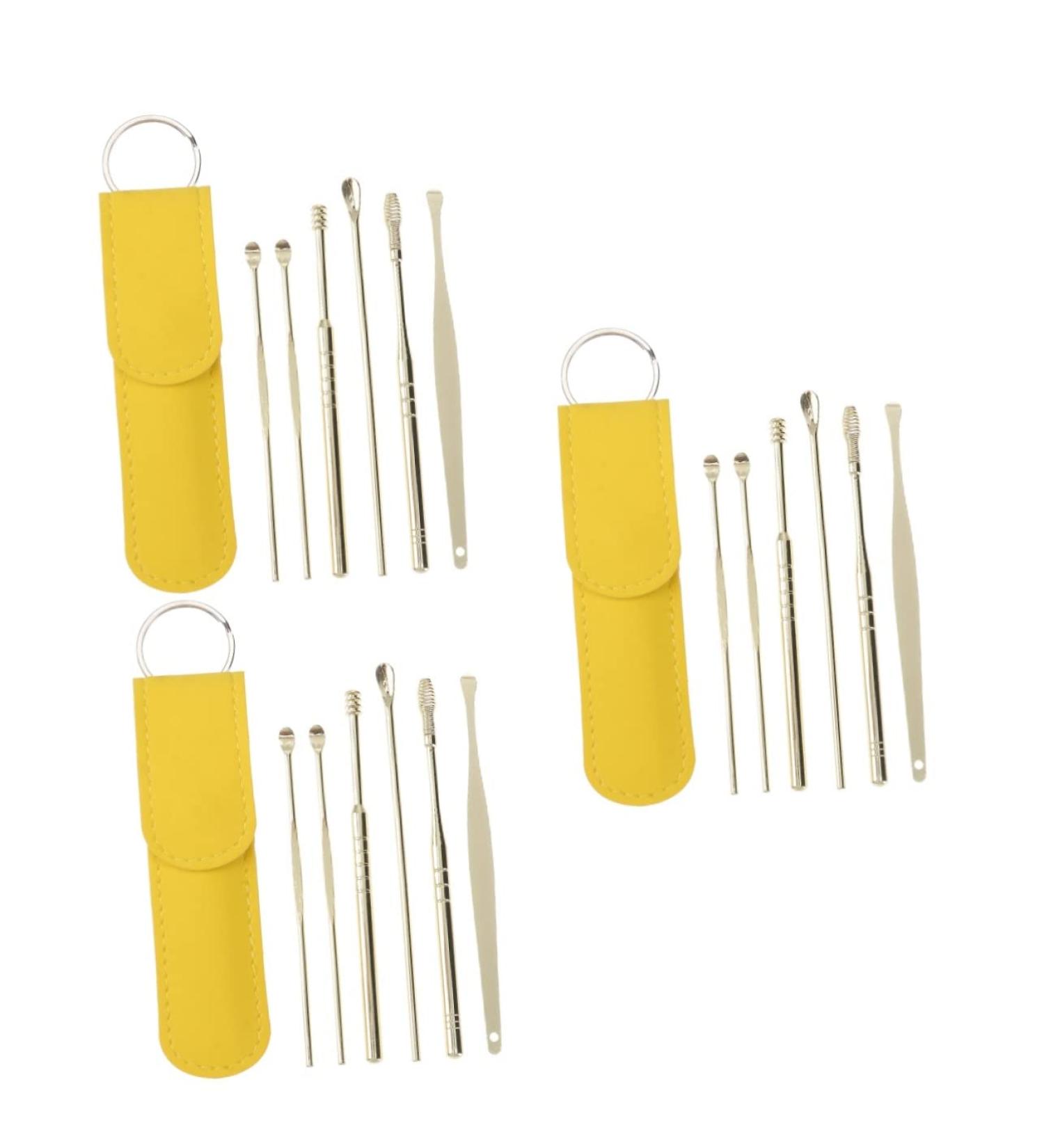 Hemoton Silicone Ear Picking Tool Set - Earwax Cleaner & Remover - 3 Golden Pieces - 11.5X2.7X1cmx3pcs - Buy Online on GoSupps.com