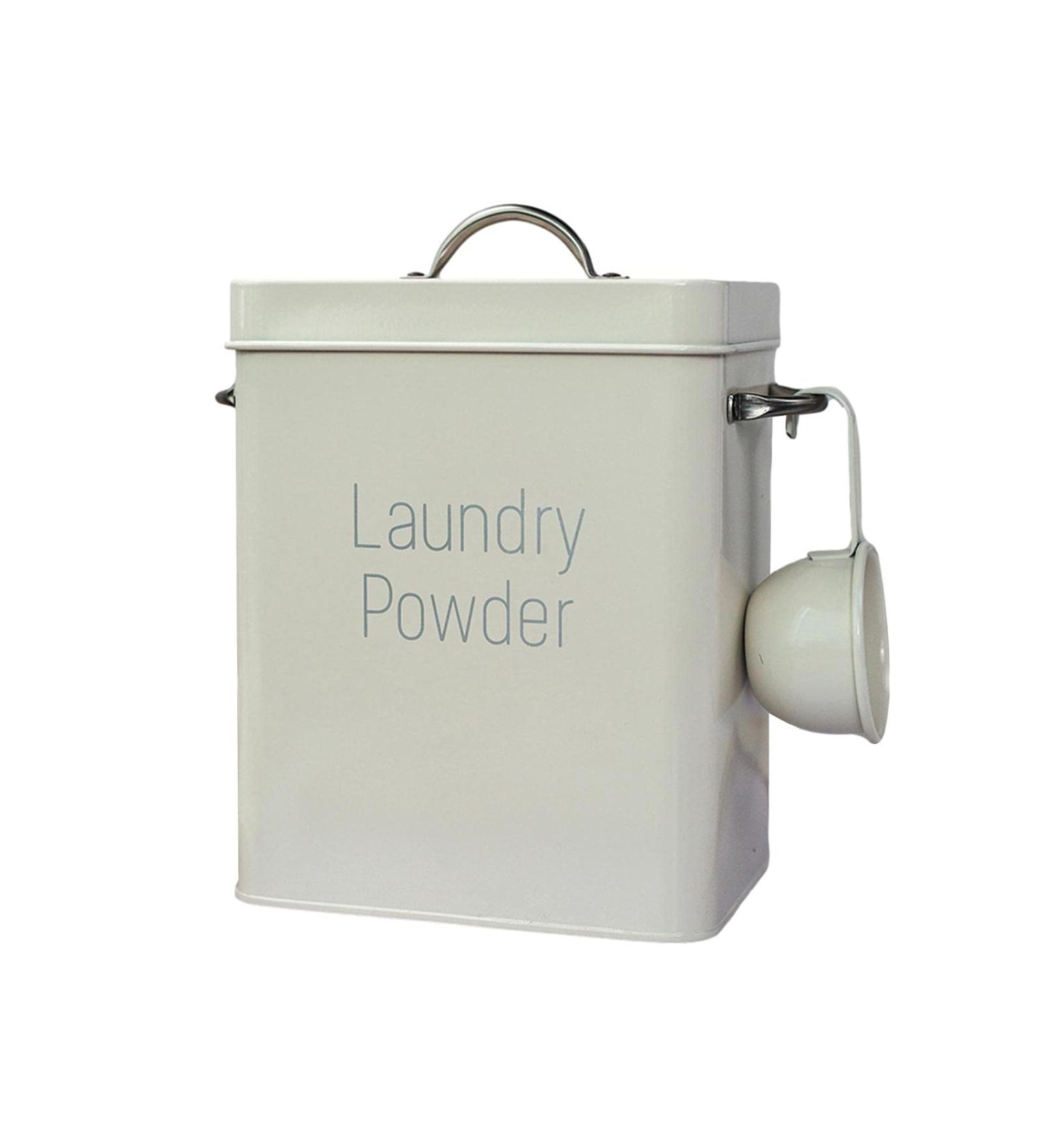 Laundry Powder Bin Washing Powder Storage Tin with Scoop Airtight Lids Laundry Detergent Powder Storage Box Laundry Room Accessories Beige - Buy Online on GoSupps.com