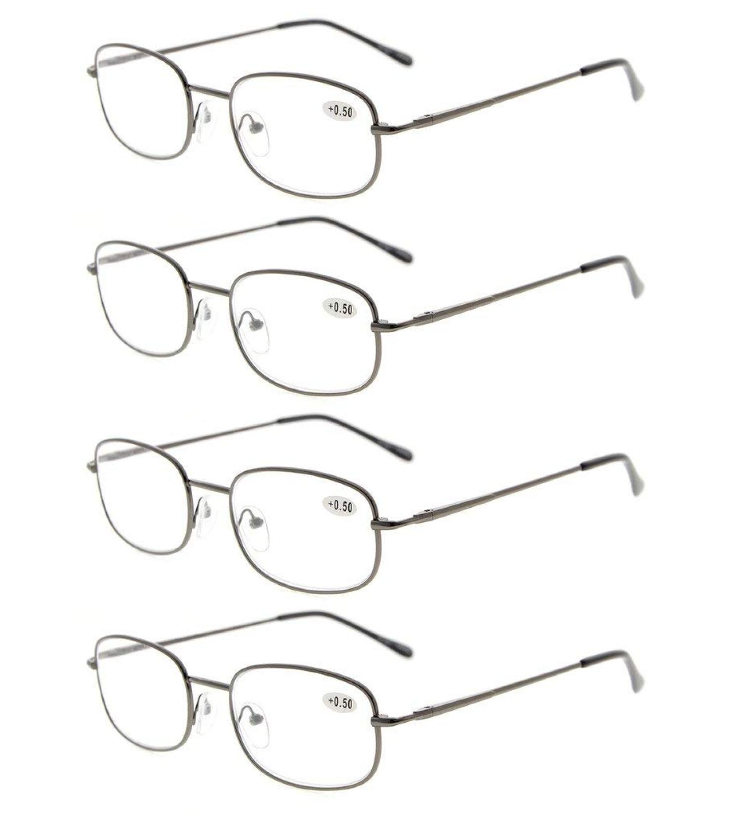 Shop Eyekepper Metal Frame Reading Glasses - 4 Pack Gunmetal +2.75 | Spring Hinge Design for Comfort - Buy Online on GoSupps.com