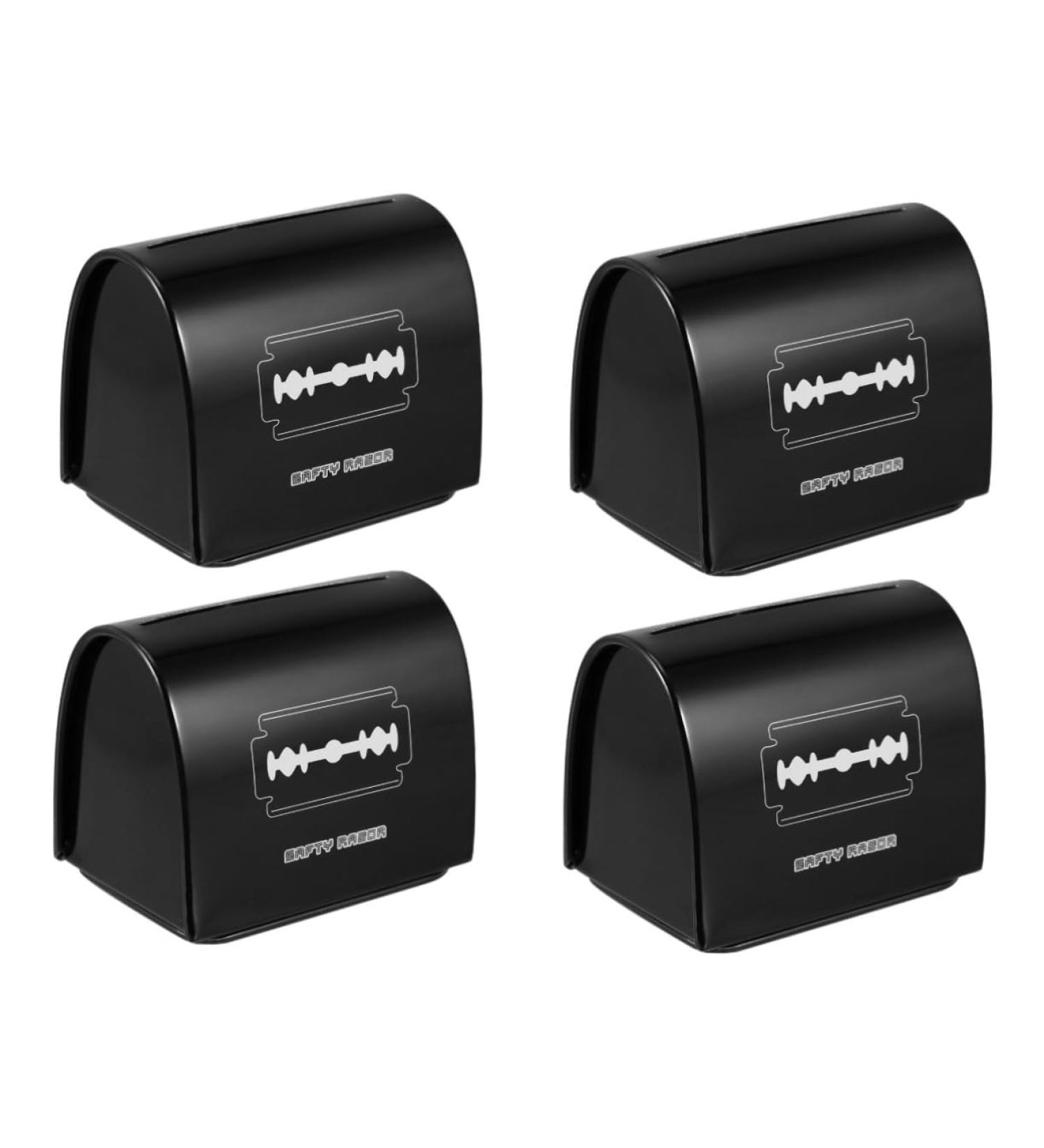 Minkissy 4-Piece Klingen Storage Box - Razor Blade Dispenser & Disposal Container for Sharp Objects - Black Iron 6.5x4.5x6cm - Safe & Convenient Solution - Buy Online on GoSupps.com