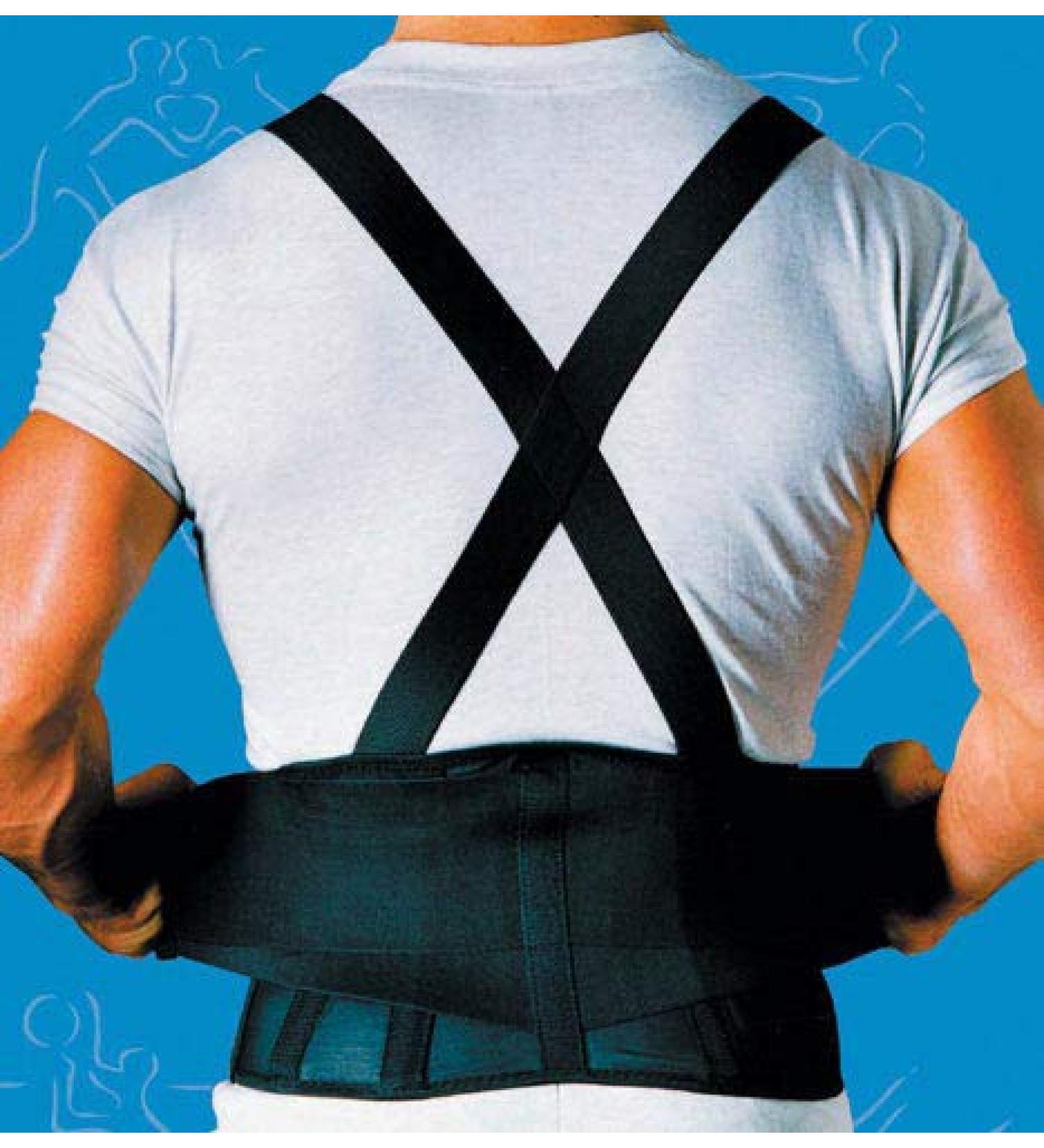 Sport Aid 9" Black Back Support with suspenders X-Large Hips 40-55"