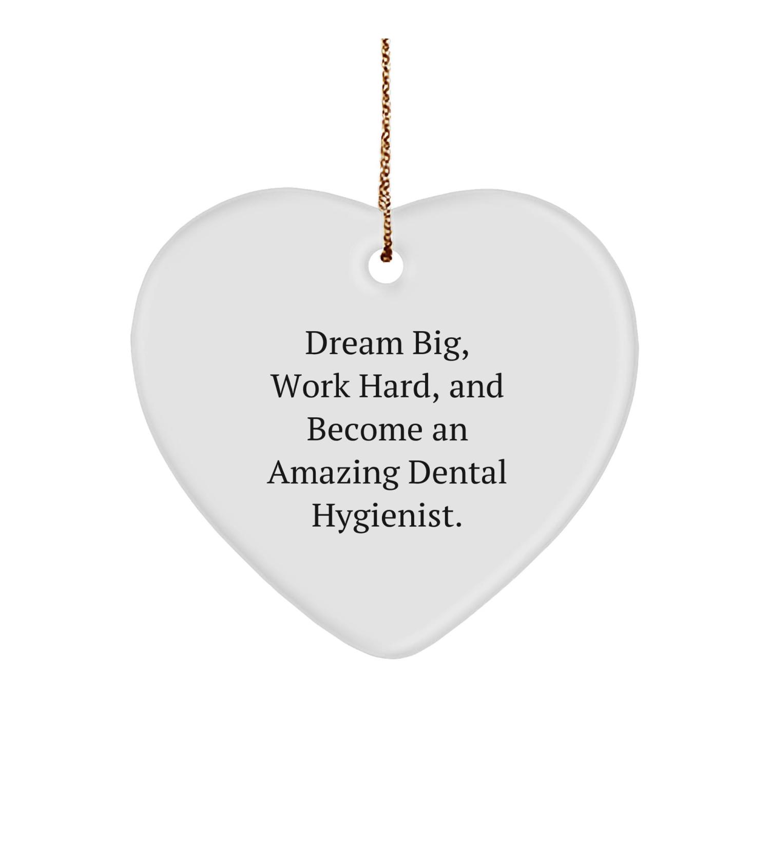 Dream Big Work Hard Become an Amazing Dental Hygienist Gifts from Family to Friends for Christmas Unique Heart Ornament