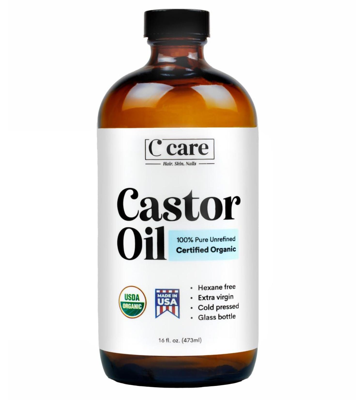 C CARE 100% Pure Organic Castor Oil - Cold Pressed Hexane Free for Eyelashes Eyebrows Hair & Skin Growth | International Shipping Available - Buy Online on GoSupps.com