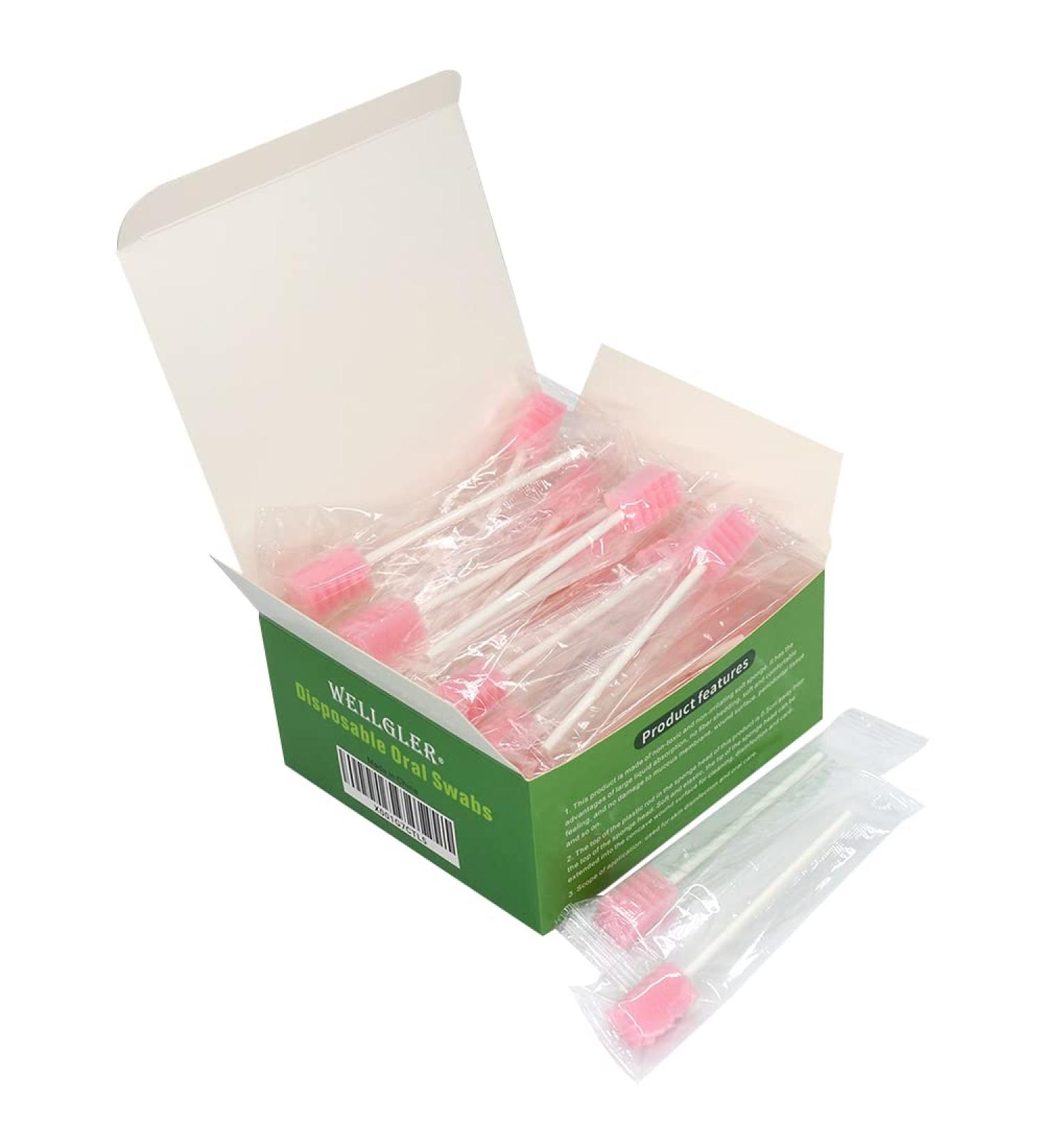 50 Pink Disposable Oral Swabs by Wellgler - Pack of 50 Counts - Buy Online on GoSupps.com