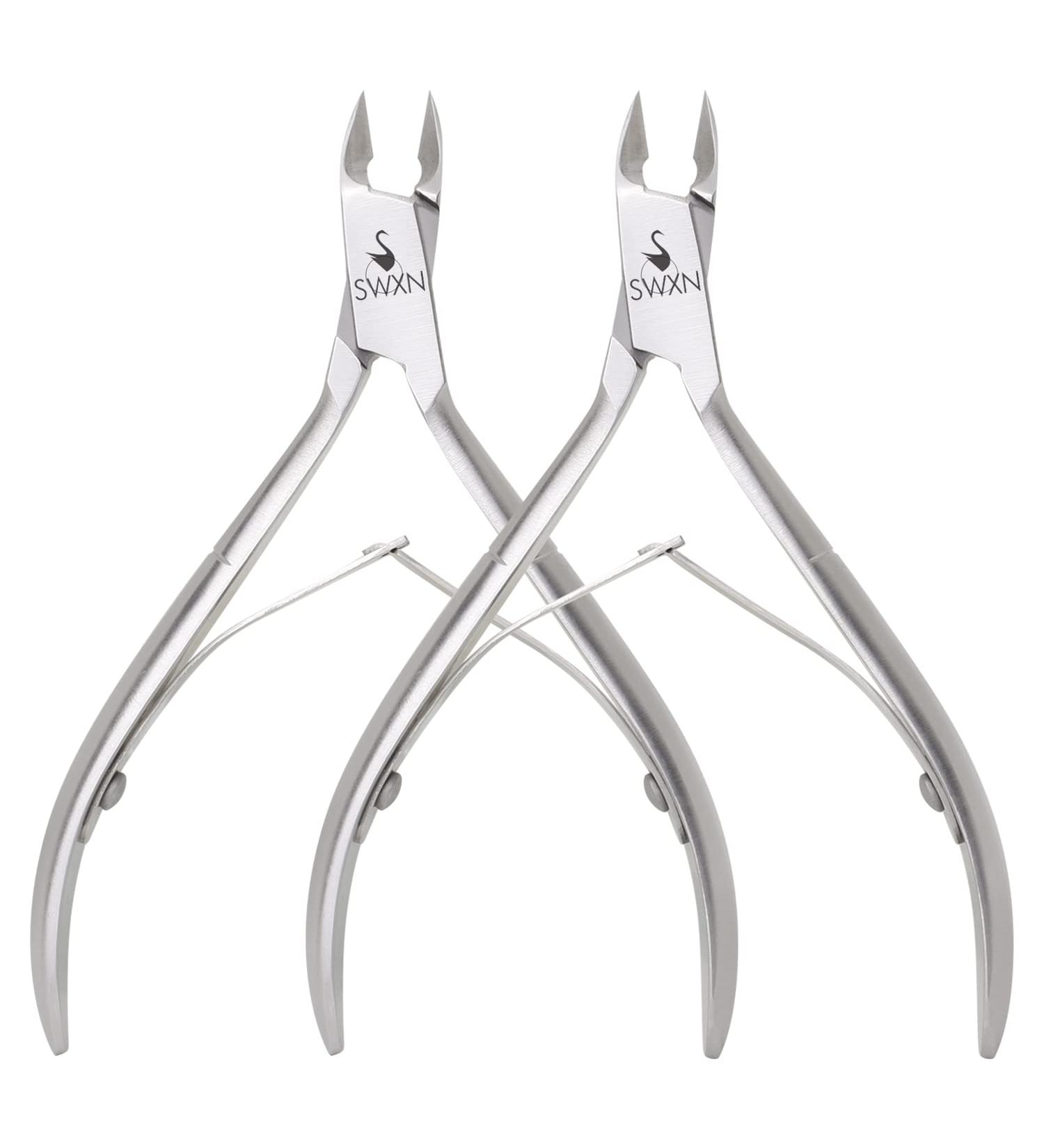 PACK OF 2 Professional Cuticle Trimmer-Cuticle Cutter-Cuticle Remover Cuticle Nipper DUAL Spring for Professional Cuticle Removing Cutter Durable Pedicure Manicure Tools for Fingernails & Toenails (SILVER)