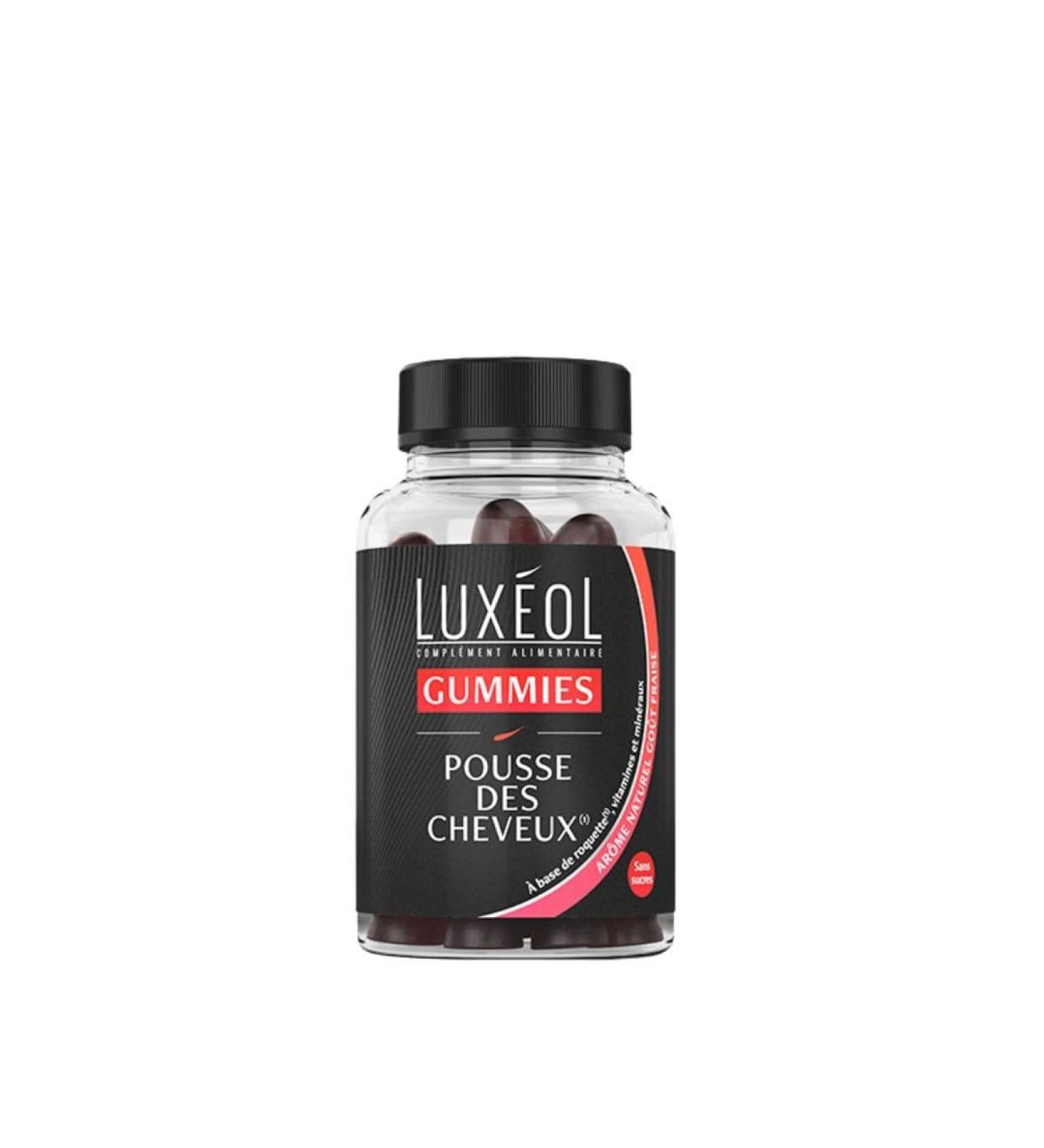 LUX OL - Hair Growth Gummies - Food Supplement - Stimulation of the Hair Bulb - Natural Strawberry Flavor - Sugar Free - Made in France - 1 Month Hair Program - 60 Gummies