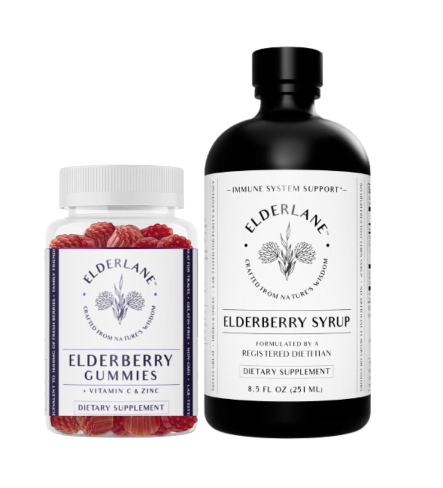 Elderlane Elderberry Syrup and Elderberry Gummies - Formerly RD Naturals - Immune Support Supplement for Adults and Kids - 8.5 Oz Syrup and 60ct Gummies  - Buy Online on GoSupps.com