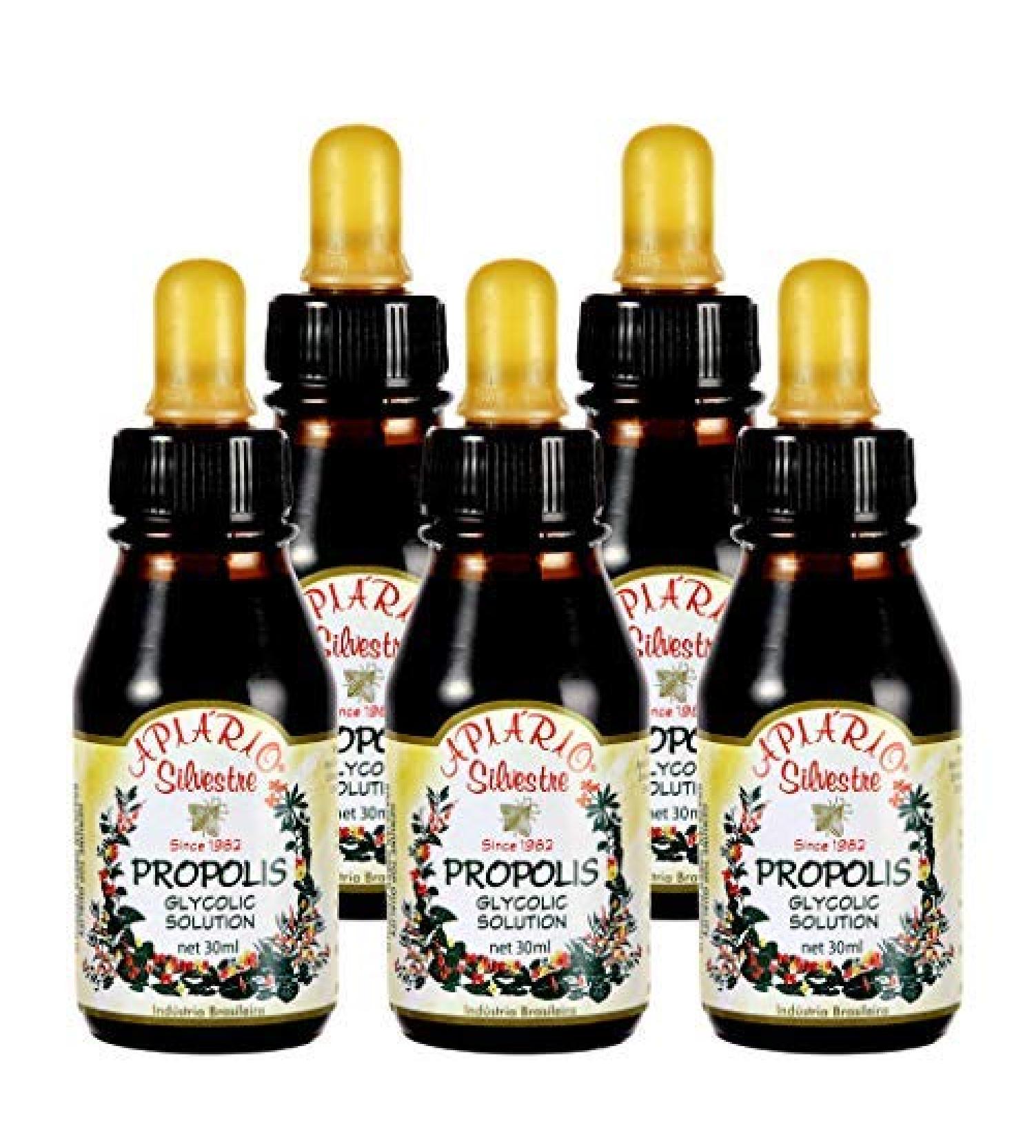 Maintain healthy glucose level & cardiovascular health 5-Bottle Value Pack - Apiario Silvestre Brazilian Green Propolis Liquid Glycolic Extra - Non Alcoholic Wax Free No Sugar (PG) - Buy Online on GoSupps.com