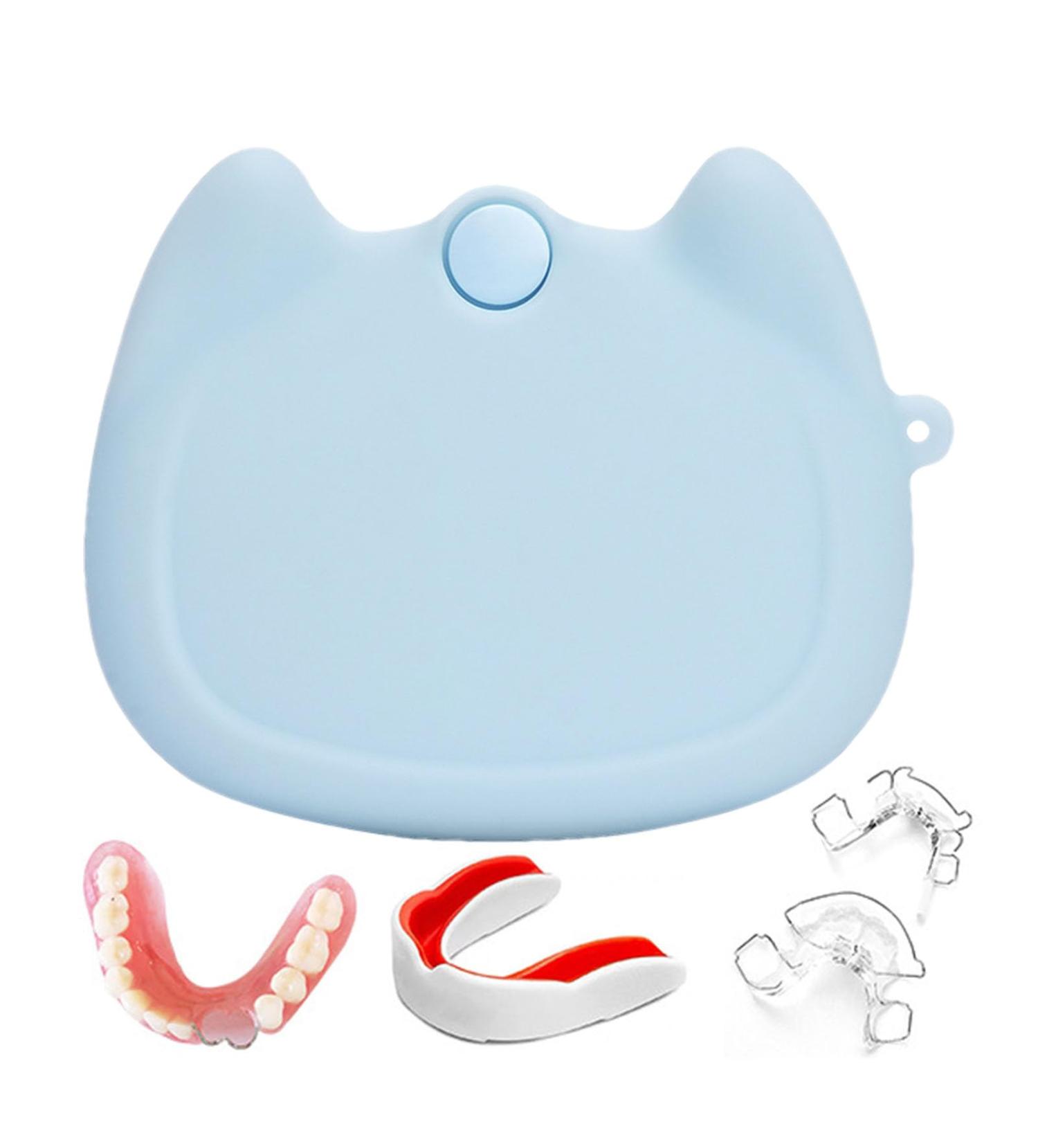 Visiblurry Orthodontic Retainer Case - Durable Mouth Protection Case with Snap Lock for Retainers & Dentures - Blue - Buy Online on GoSupps.com