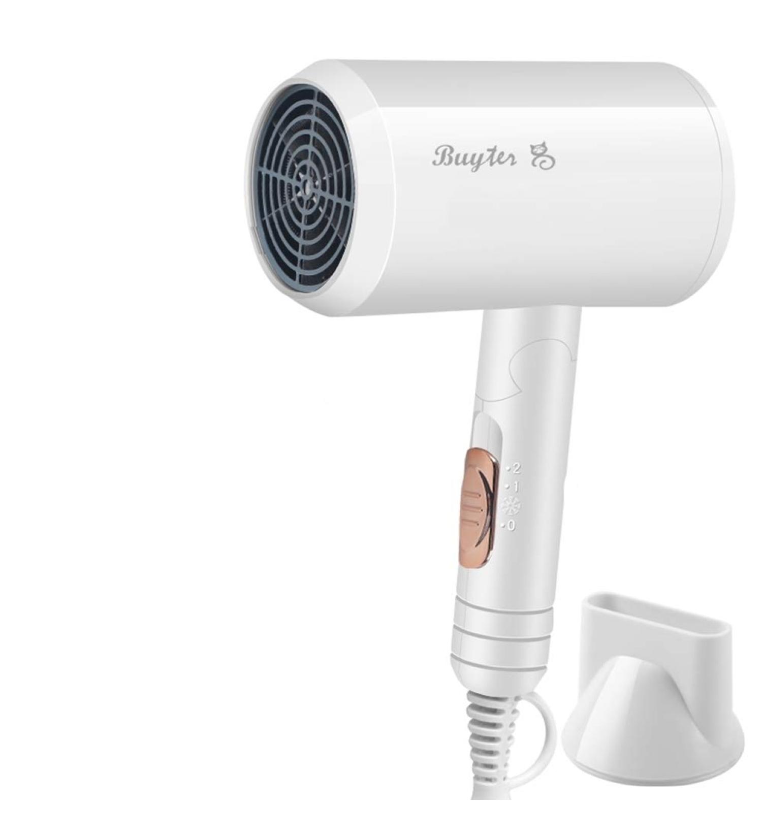 Buyter Blue-Ray Folding Compact Travel Blow Dryer Professional Salon Ionic Low Noise Hair Dryer 3 Heat Settings (White) - Buy Online on GoSupps.com