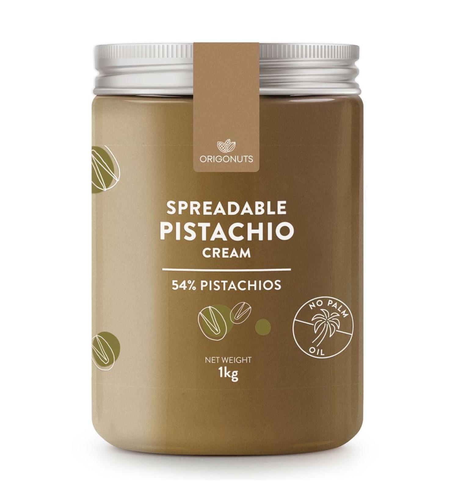 ORIGONUTS Pate de Pistache 54% Pistaches Creme Pistache - Base pour G teau Creme Dessertes Glace Patisserie Chocolat Dubai - Sans Colorants Sans Huile de Palme - 1 kg Pistache avec sucre 1 kg (Lot de 1) - Buy Online on GoSupps.com