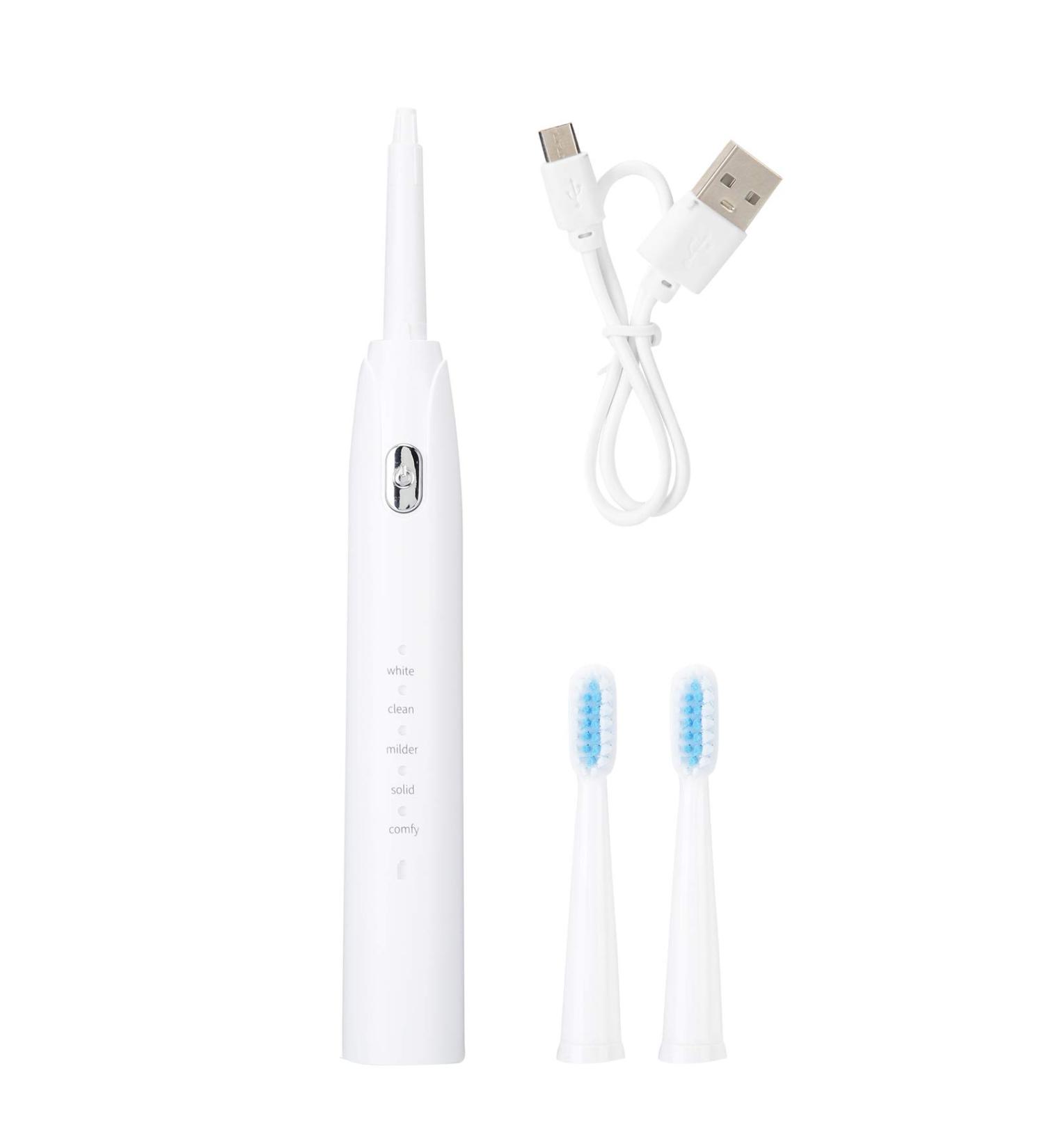 Electric Toothbrush for Adults - USB Rechargeable Smart Power Toothbrush with 5 Modes 2 Brush Heads & 2-Minute Timer - White - Buy Online on GoSupps.com