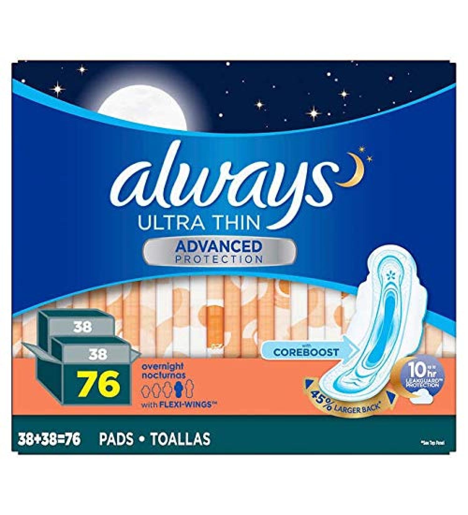 Always Ultra Thin Panty Liners with Flexi Wings - 76 Count, Coreboost, 10-Hour Leak Protection - Buy Online on GoSupps.com
