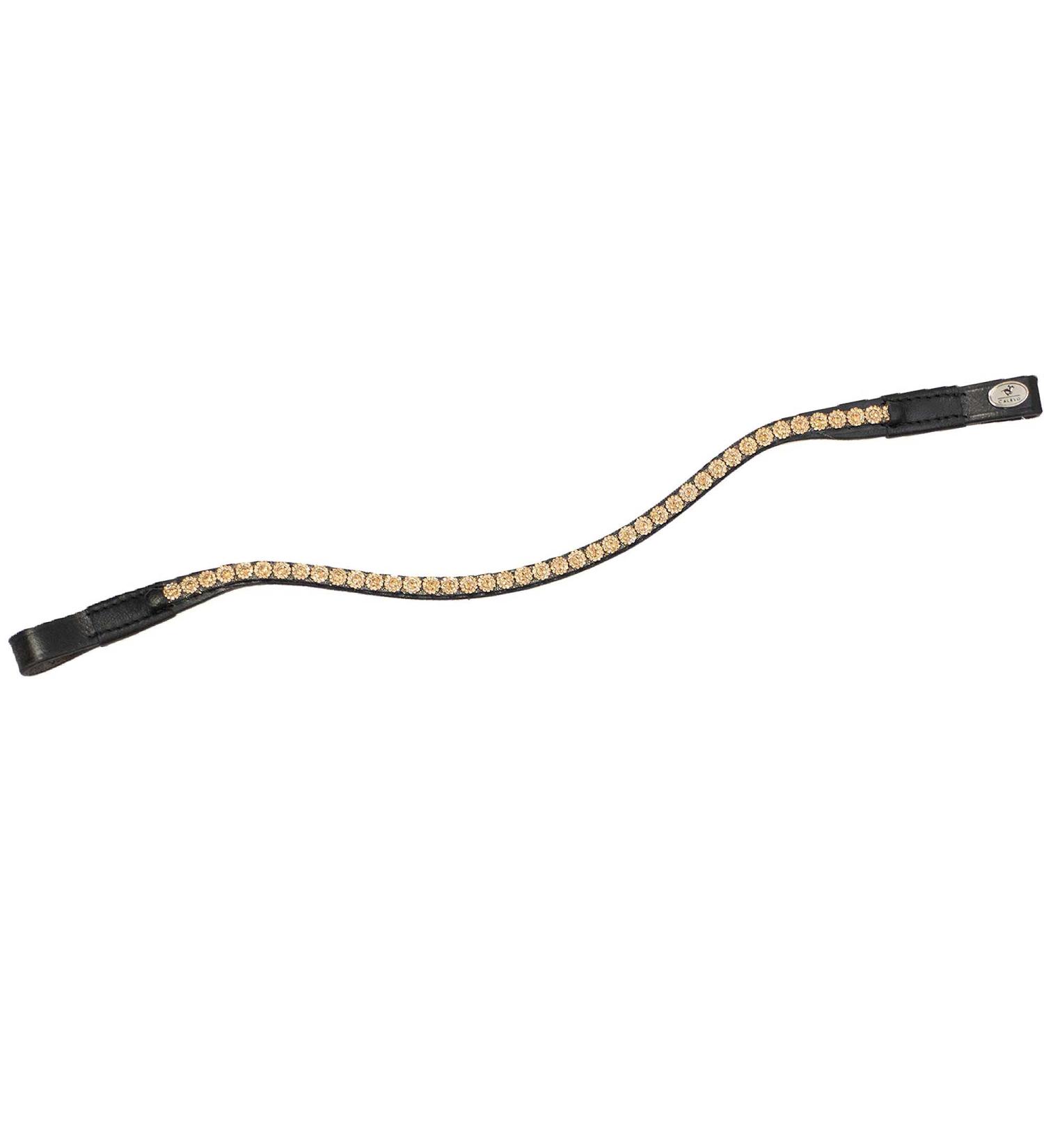 CALEVO - curved browband Crystal-Flower Black-gold Diamond Pony