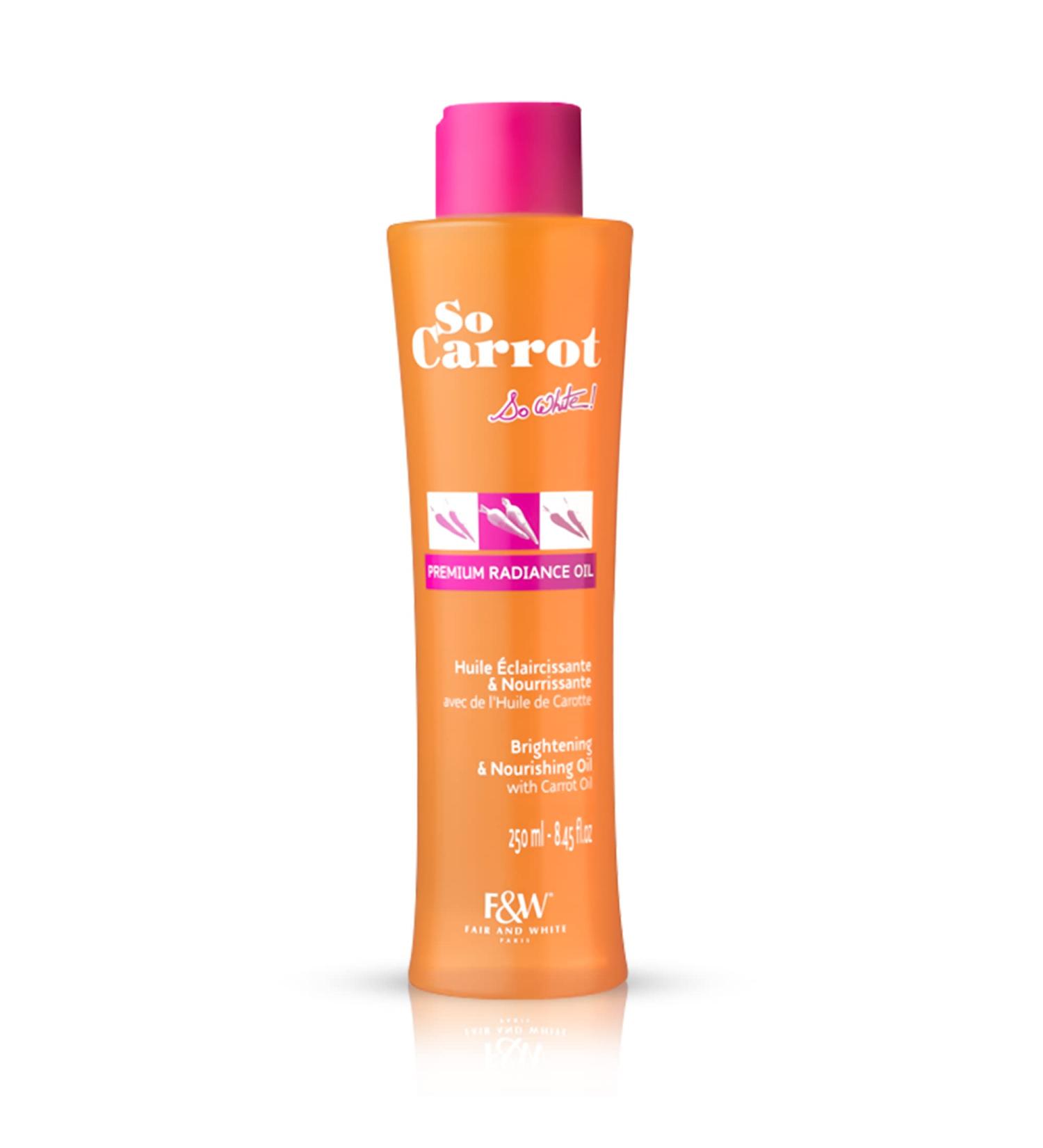 Fair & White So Carrot Brightening Oil - 8.4 fl oz | Natural Moisturizer & Nourisher - Hydrate & Brighten Skin Tone with Glycerin Sweet Almond & Carrot Oil - Buy Online on GoSupps.com