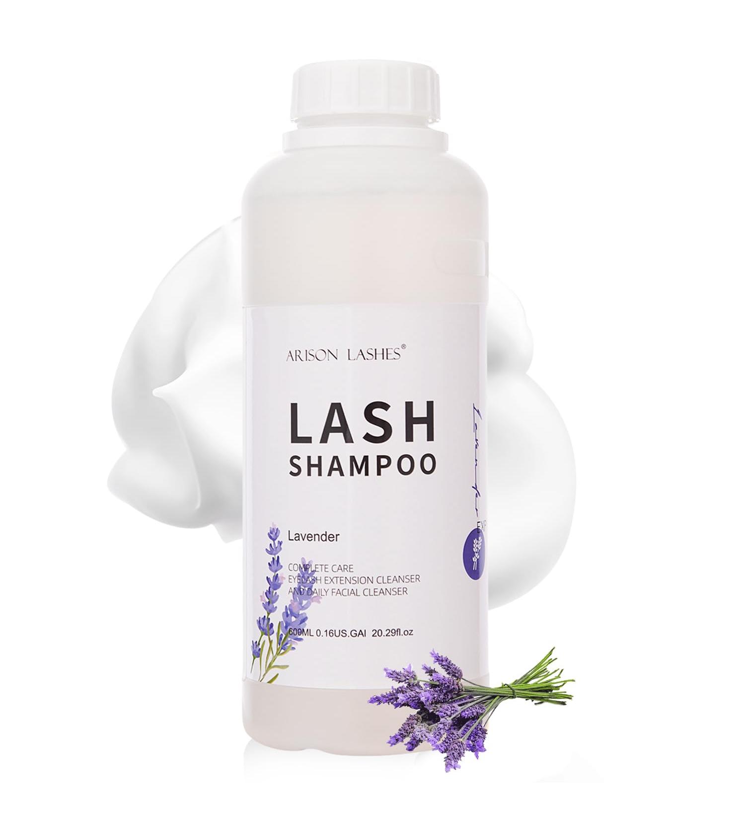 Arison Eyelash Extension Shampoo 600ml - Paraben & Sulfate Free Foaming Cleanser for Natural & Extensions - Safe for Makeup - Professional & Self Use (Lavender - Buy Online on GoSupps.com