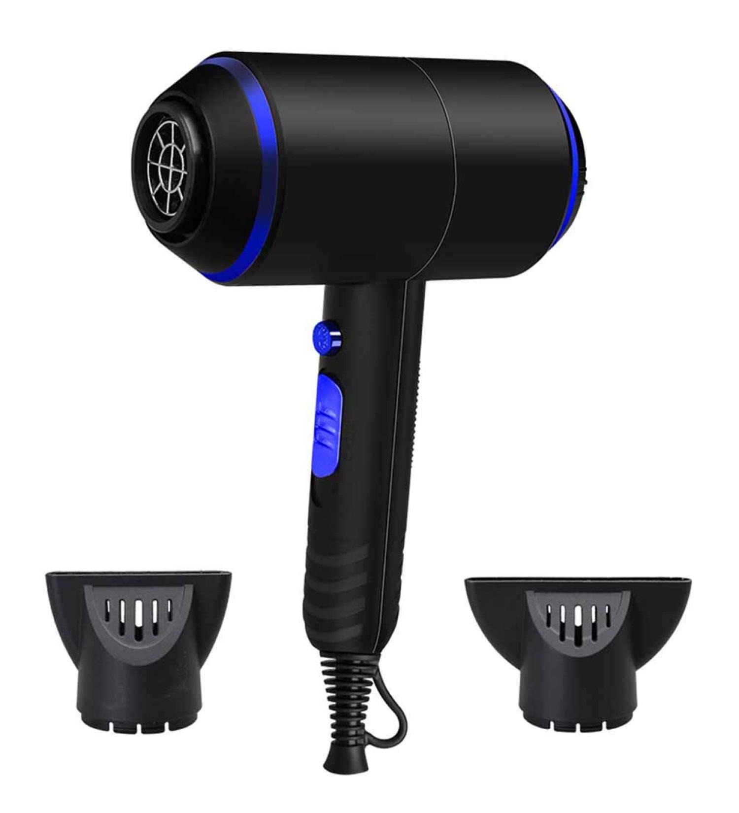 Professtional Hair Dryer Portable Hair Dryer Ionic Hair Dryer 2000W Hot and Cold Blow Dryer with 2 Replaceable Nozzles 3 Speeds Cool Button Low Noise Lightweight for Home Use Travel Blue - Buy Online on GoSupps.com