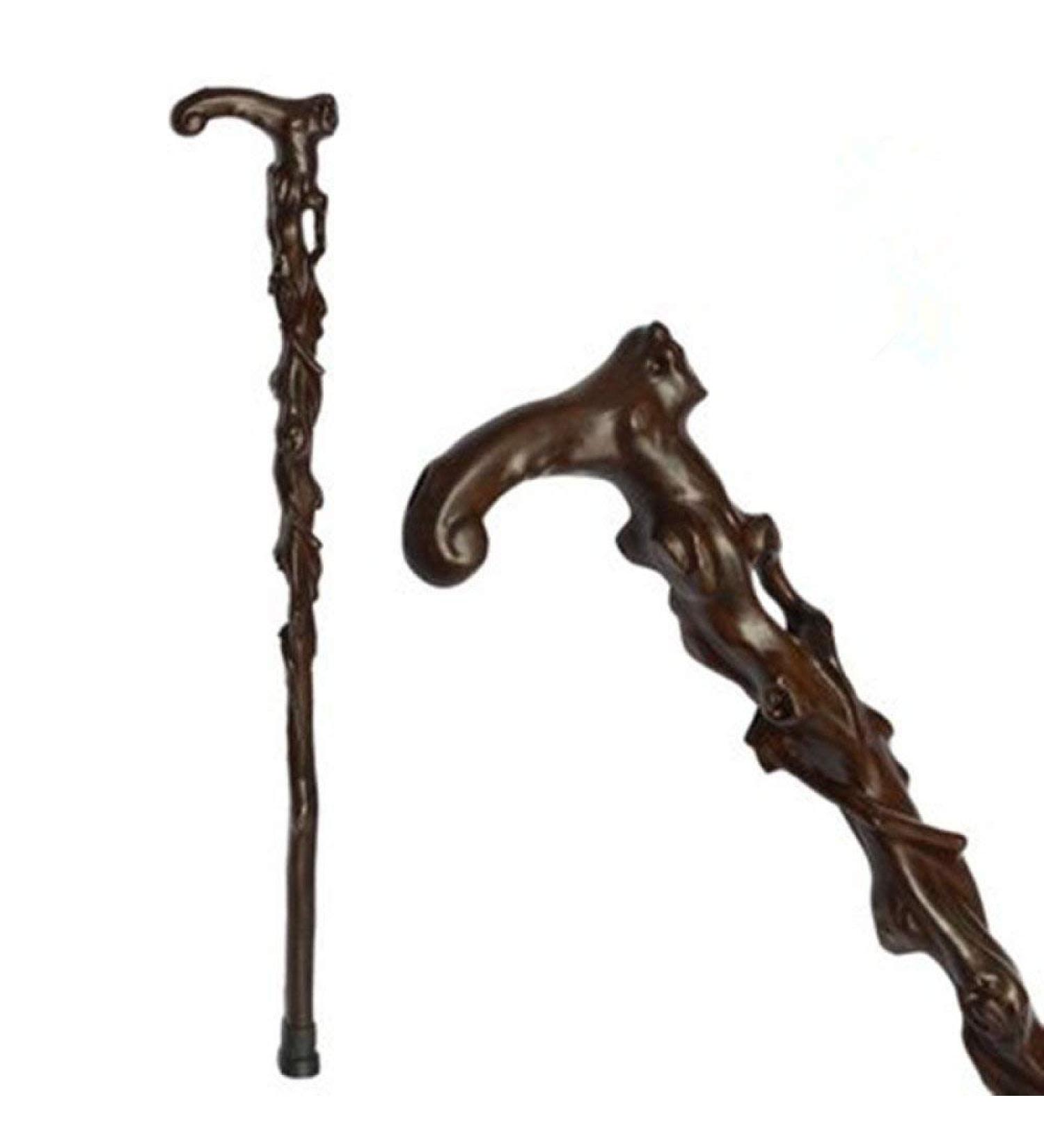 Walking Stick Wooden Cane Faucet Crutches Redwood Root Engraving Cane Elderly Staff Walking Stick Walker Birthday Gift Redbrown Graybrown (Redbrown) Safehappy - Buy Online on GoSupps.com