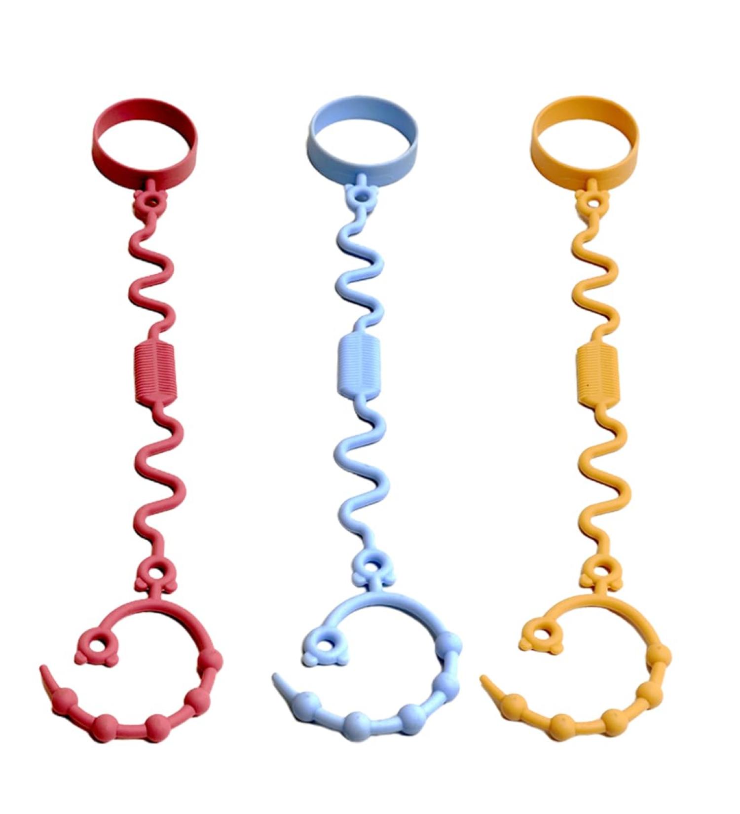 High-Quality Silicone Seat Belt Set for Toys & Cups - Adjustable Stroller Cup Catcher - Multi-Colored 3-Piece Set - Buy Online on GoSupps.com